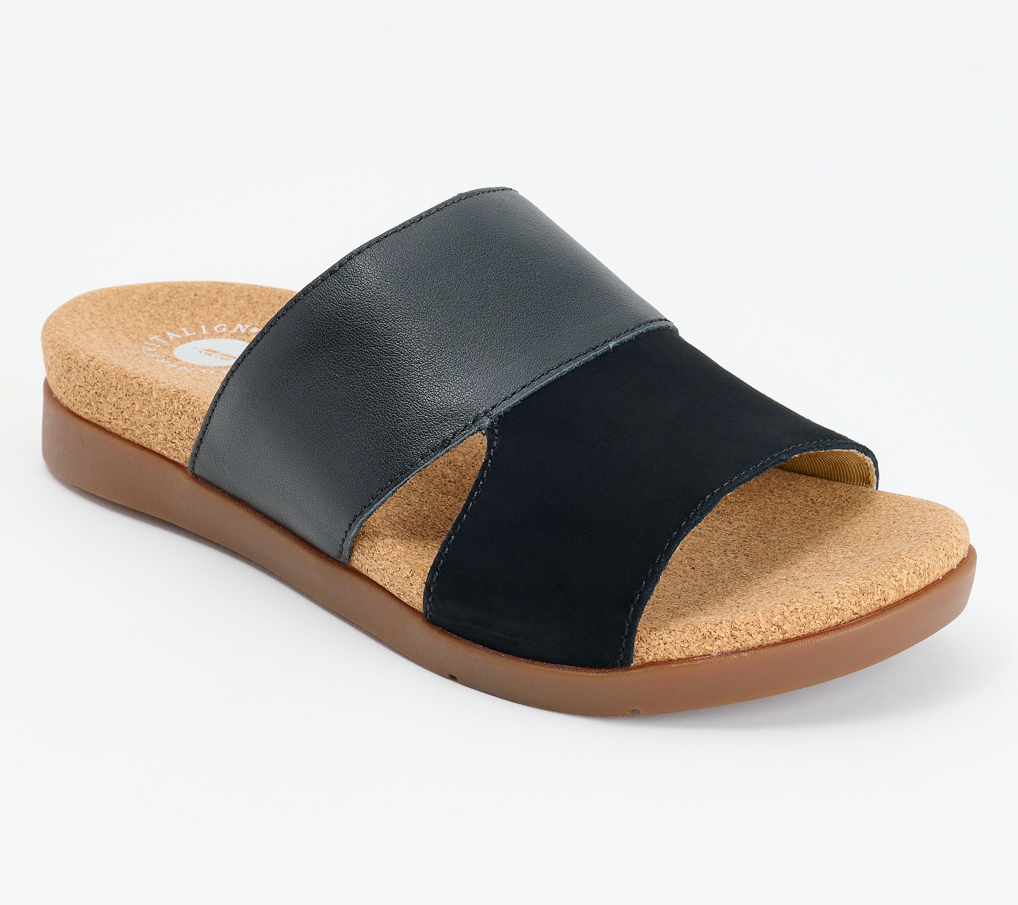Revitalign Orthotic Two-Tone Leather Slide Sandals -Basque