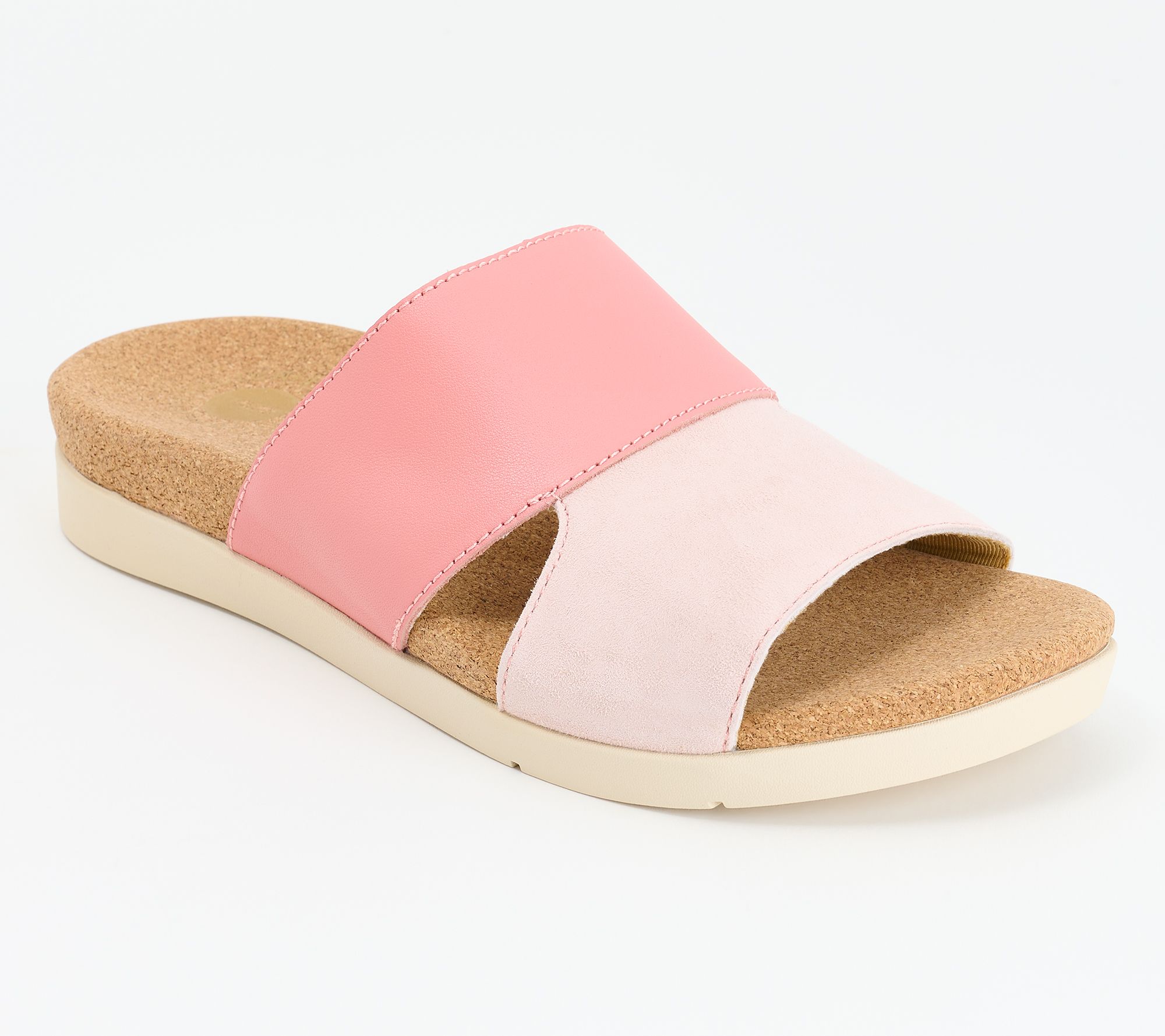 Revitalign Orthotic Two-Tone Leather Slide Sandals -Basque