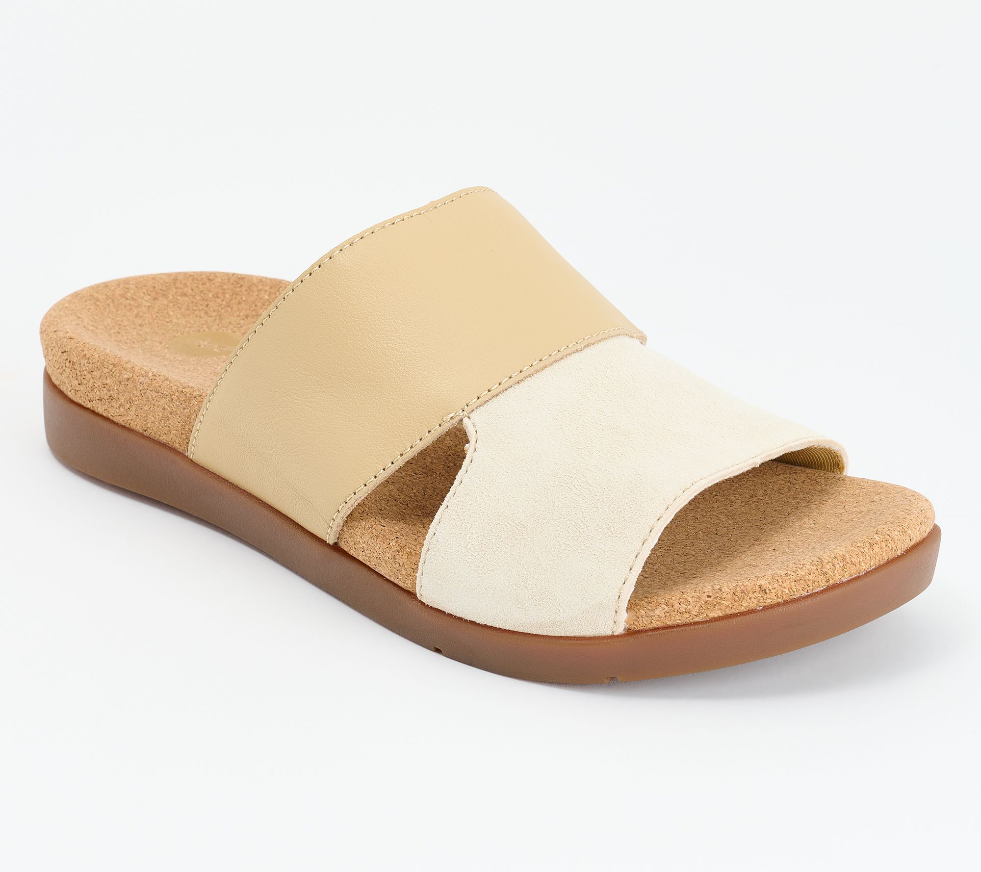 Revitalign Orthotic Two-Tone Leather Slide Sandals -Basque