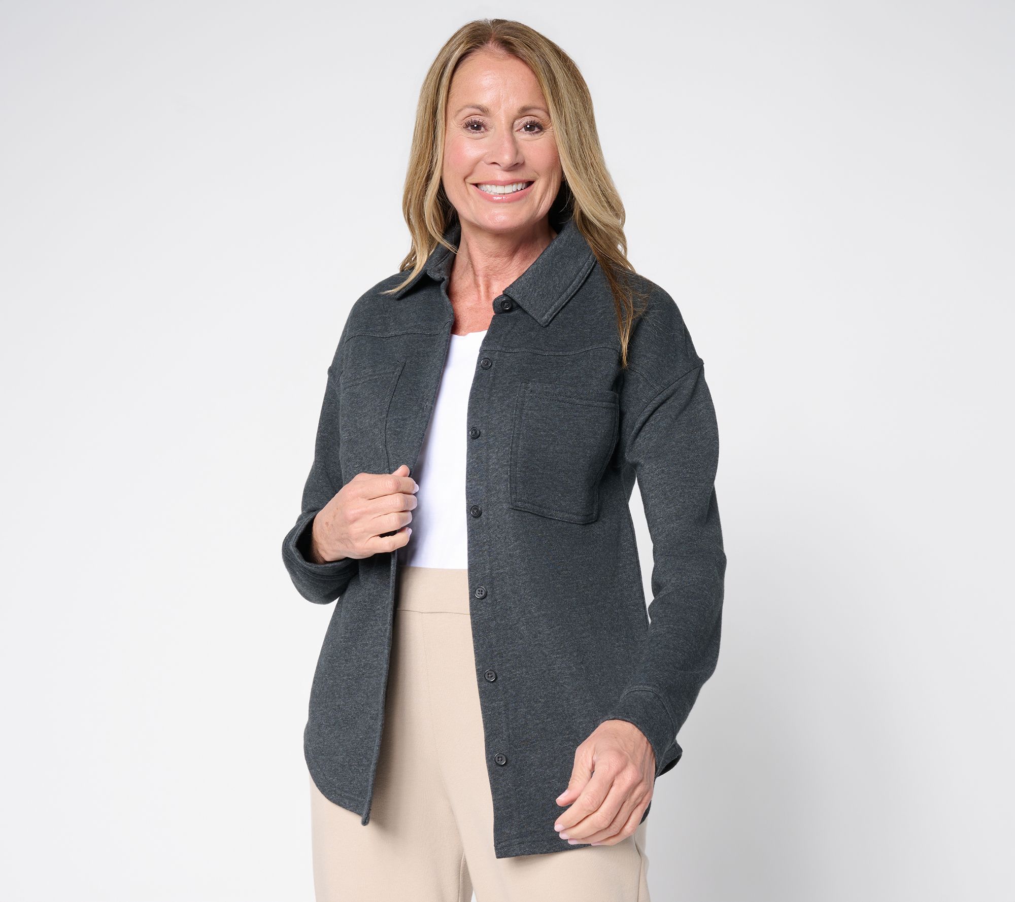 Cuddl Duds Denim Wash Button Down Shacket