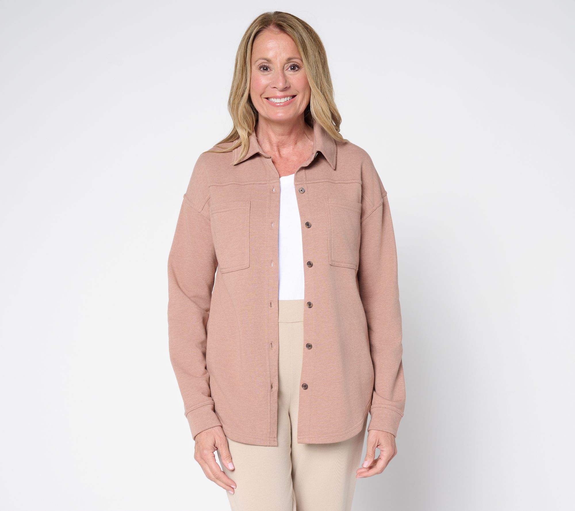 Cuddl Duds Denim Wash Button Down Shacket