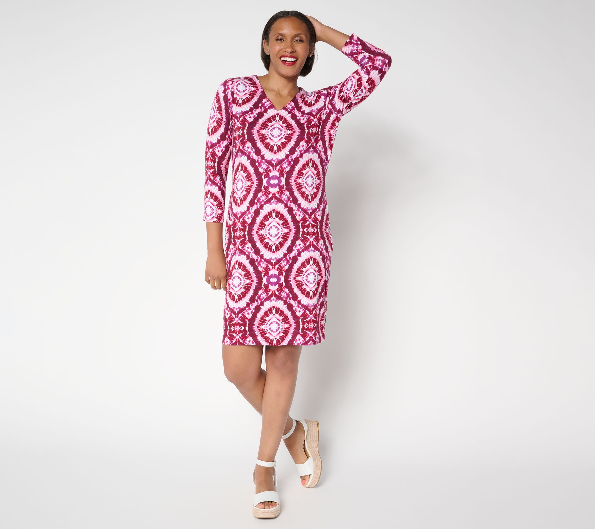 Belle Boho by Kim Gravel Petite Rayon Spandex Geo Sheath Dress
