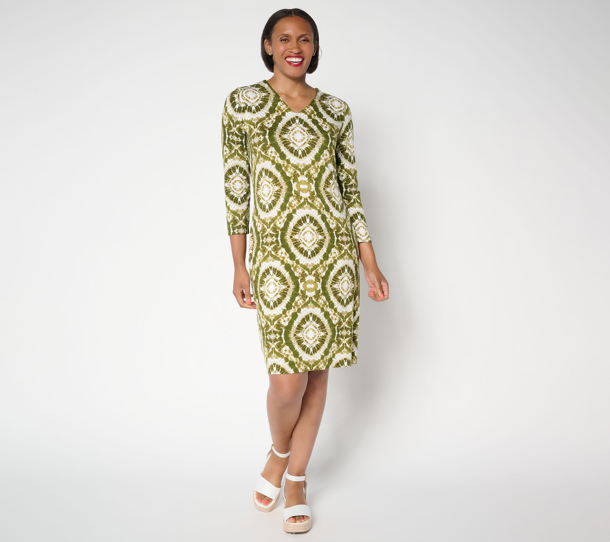 Belle Boho by Kim Gravel Petite Rayon Spandex Geo Sheath Dress