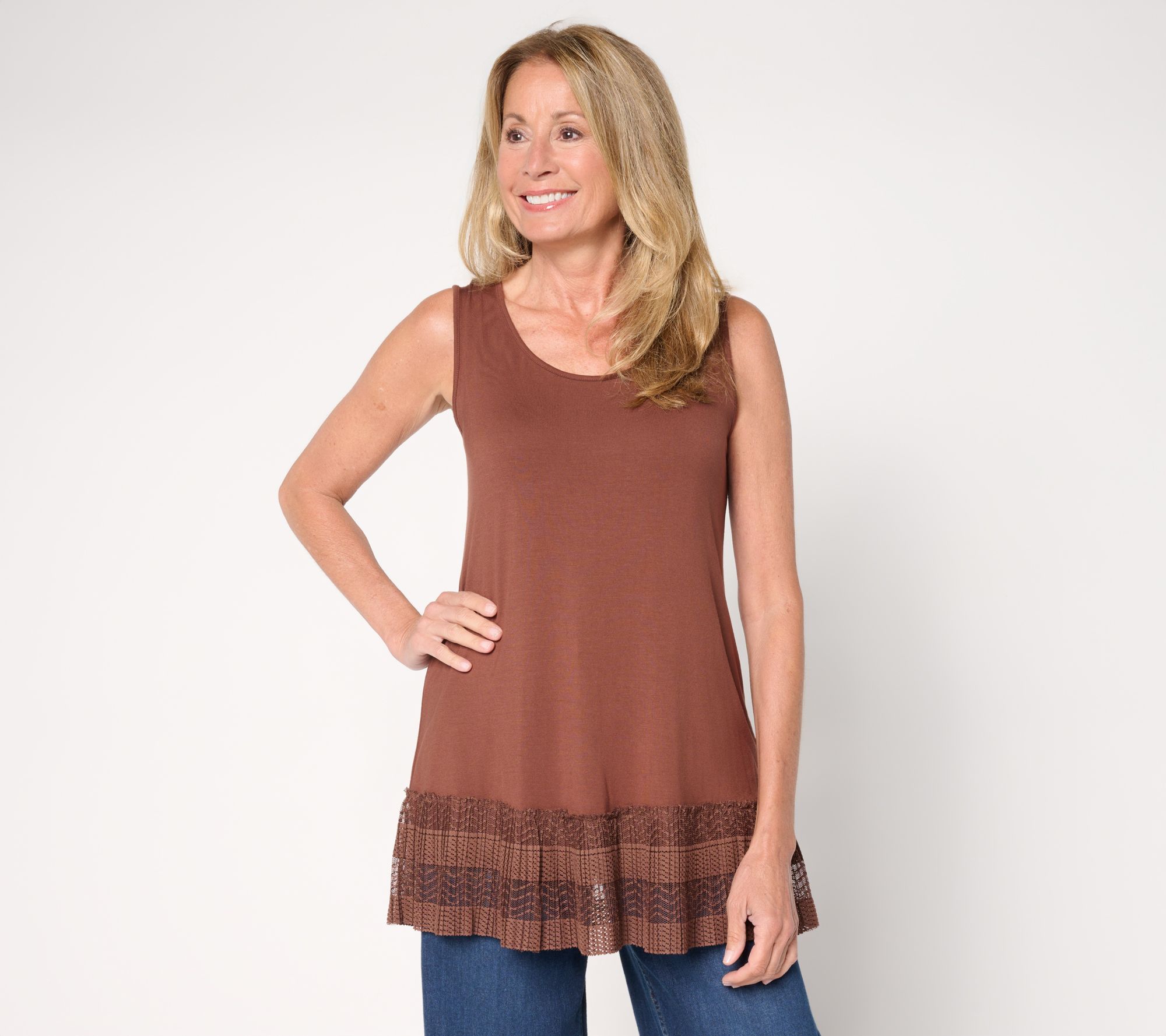 LOGO Layers by Lori Goldstein Petite Tank with Broomstick Hem