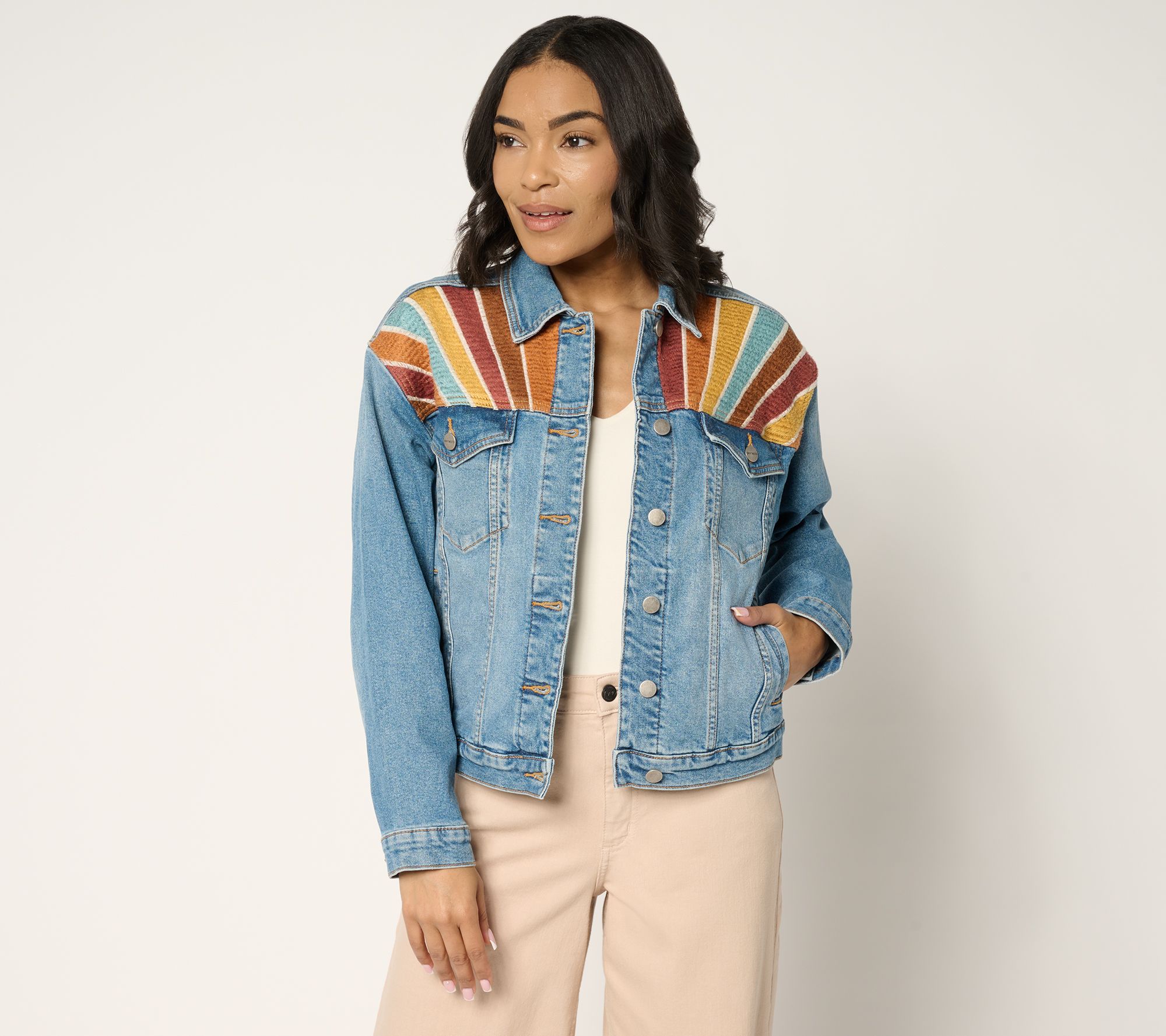 "As Is" Driftwood Jeans Relaxed Novelty Denim Jacket- Sundazed