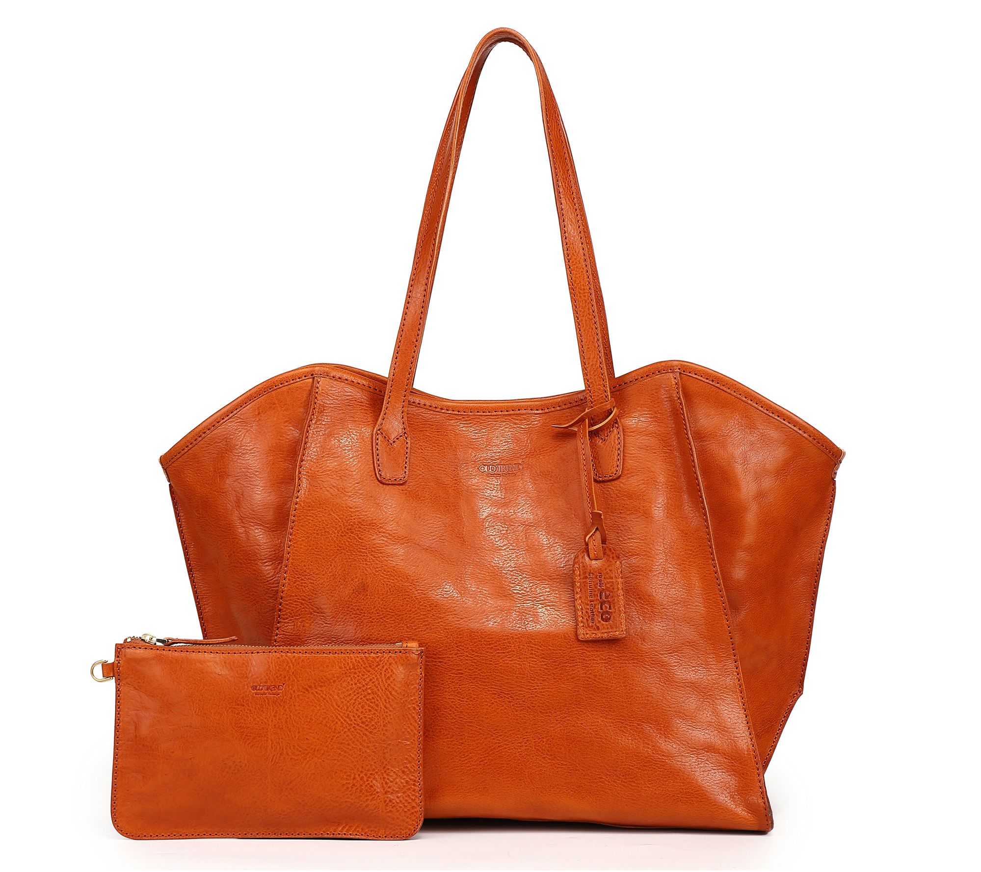 Old Trend Iris Carryall Leather Tote with Zip Pouch