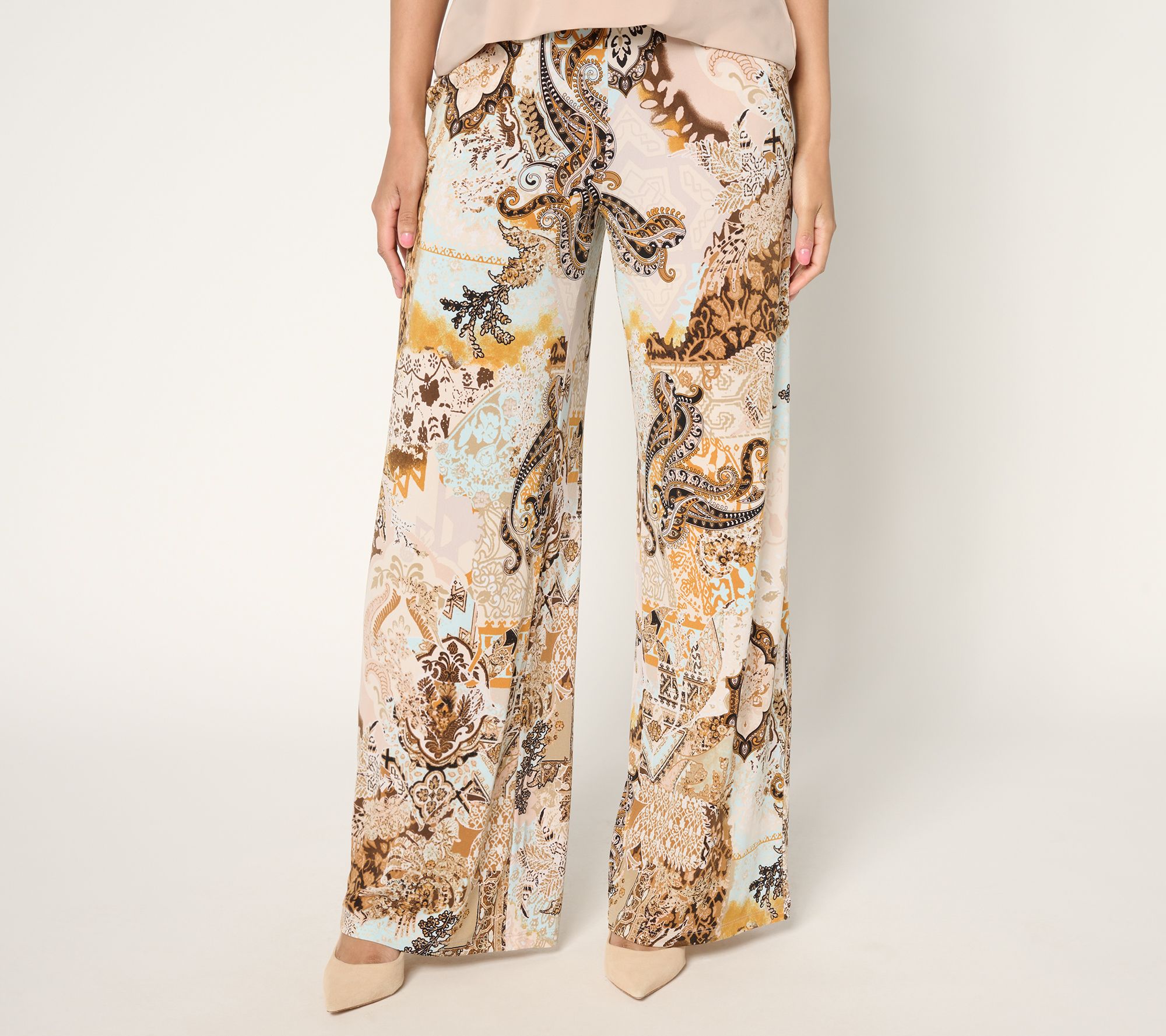 "As Is" Dennis Basso Petite Printed Italia Knit Pants