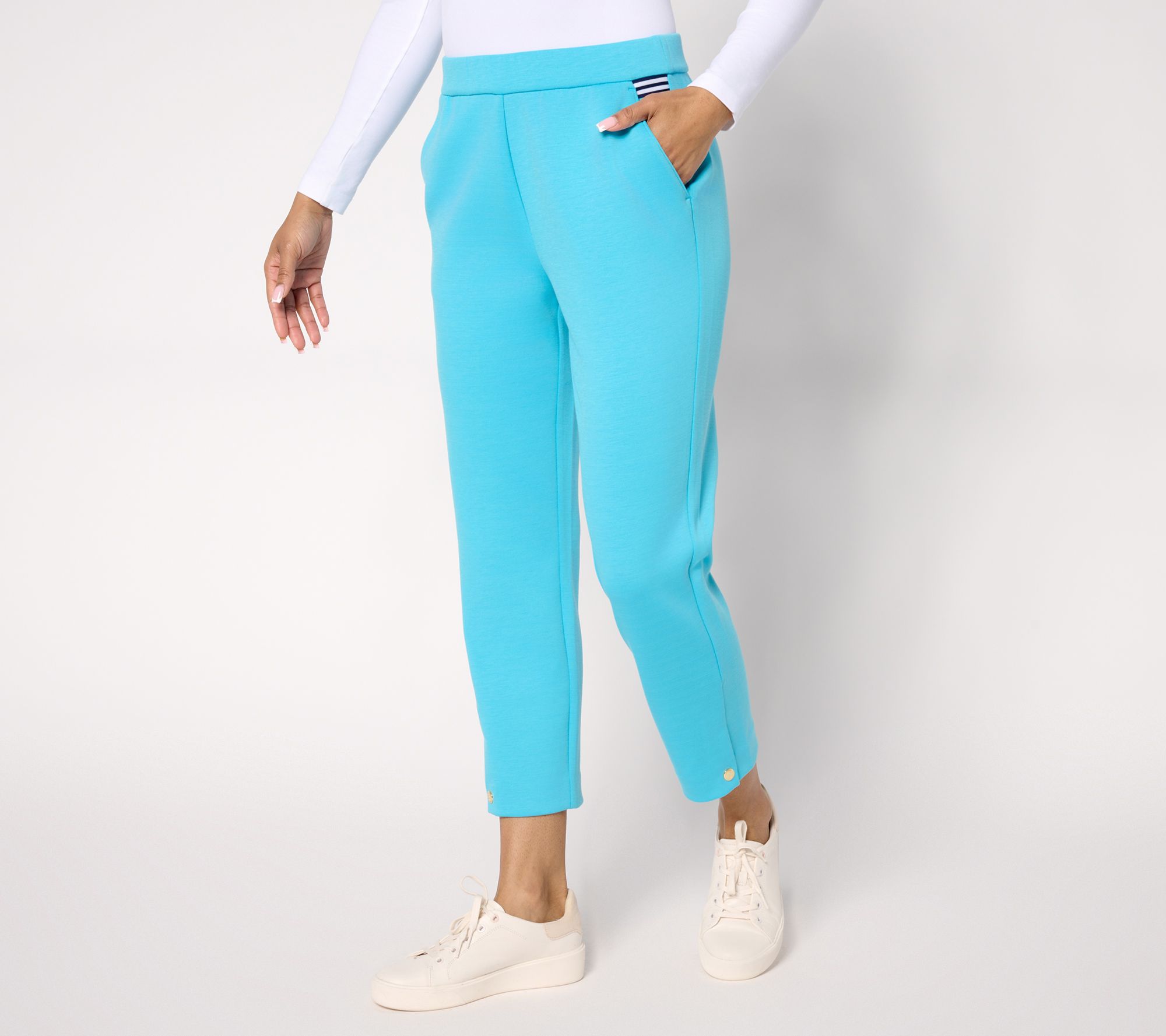 "As Is" Isaac Mizrahi Live! Petite Clubhouse Scuba Knit Crop Pants
