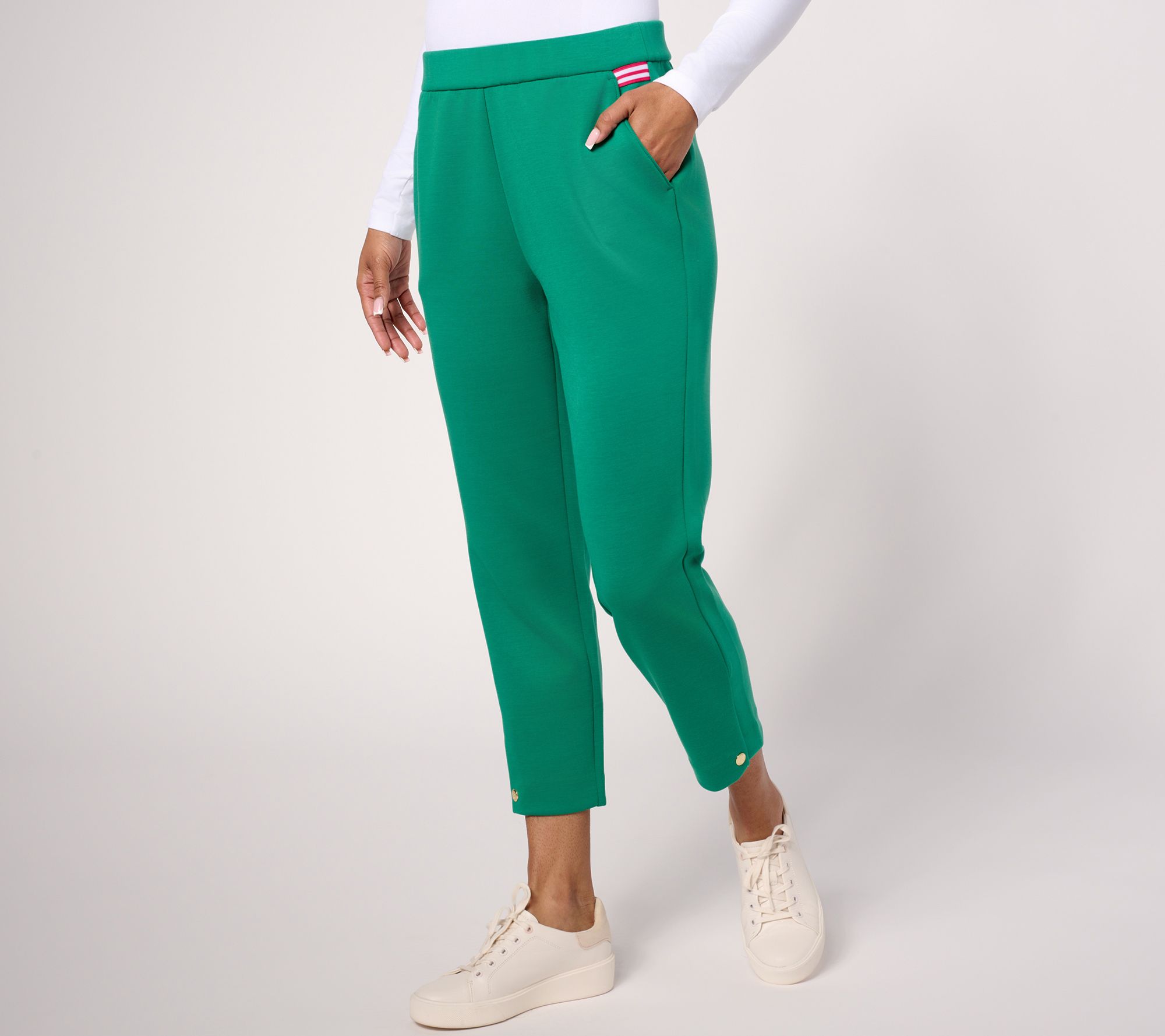 "As Is" Isaac Mizrahi Live! Petite Clubhouse Scuba Knit Crop Pants