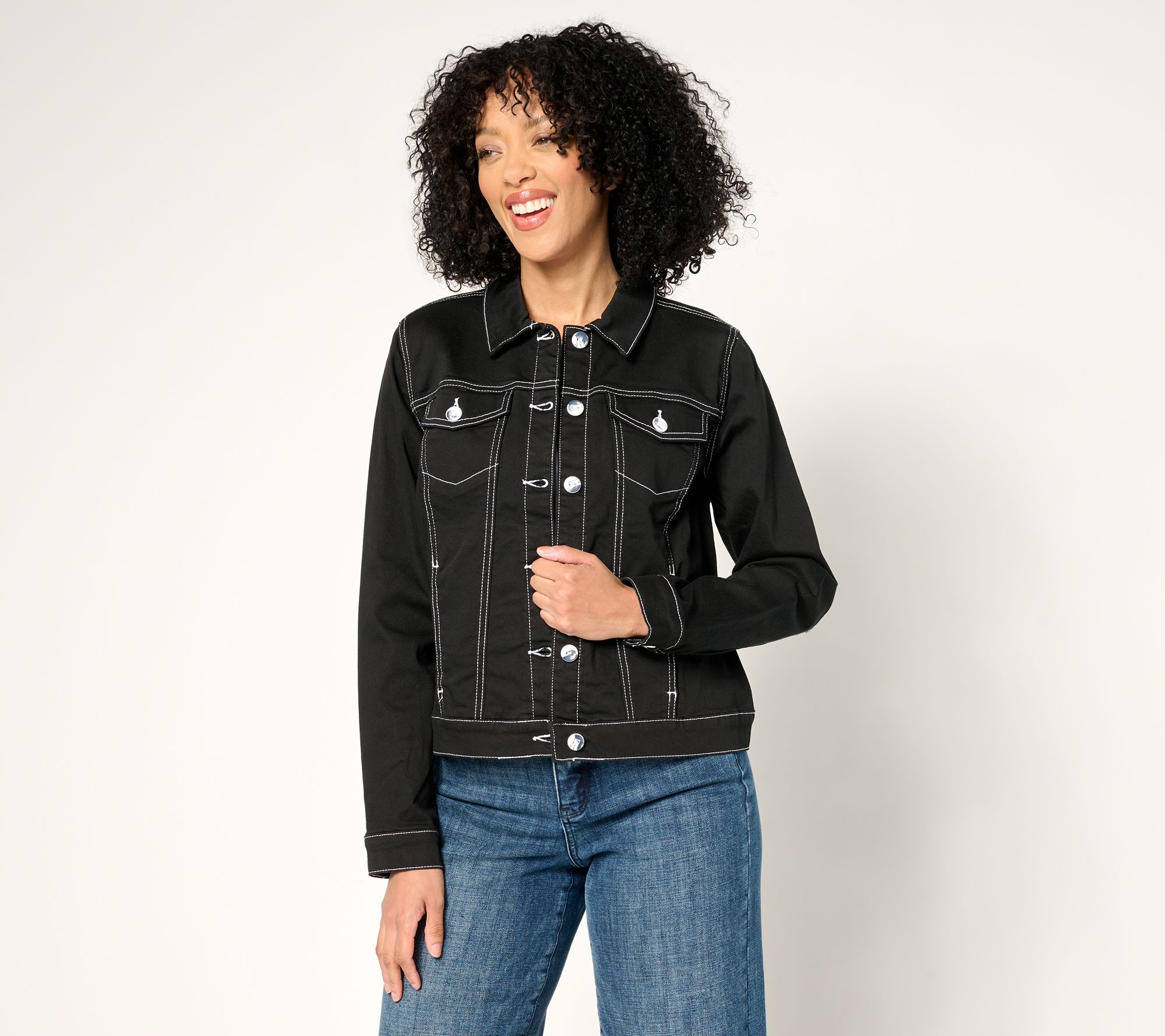 "As Is" Belle by Kim Gravel TripleLuxe Twill Topstitch Jean Jacket