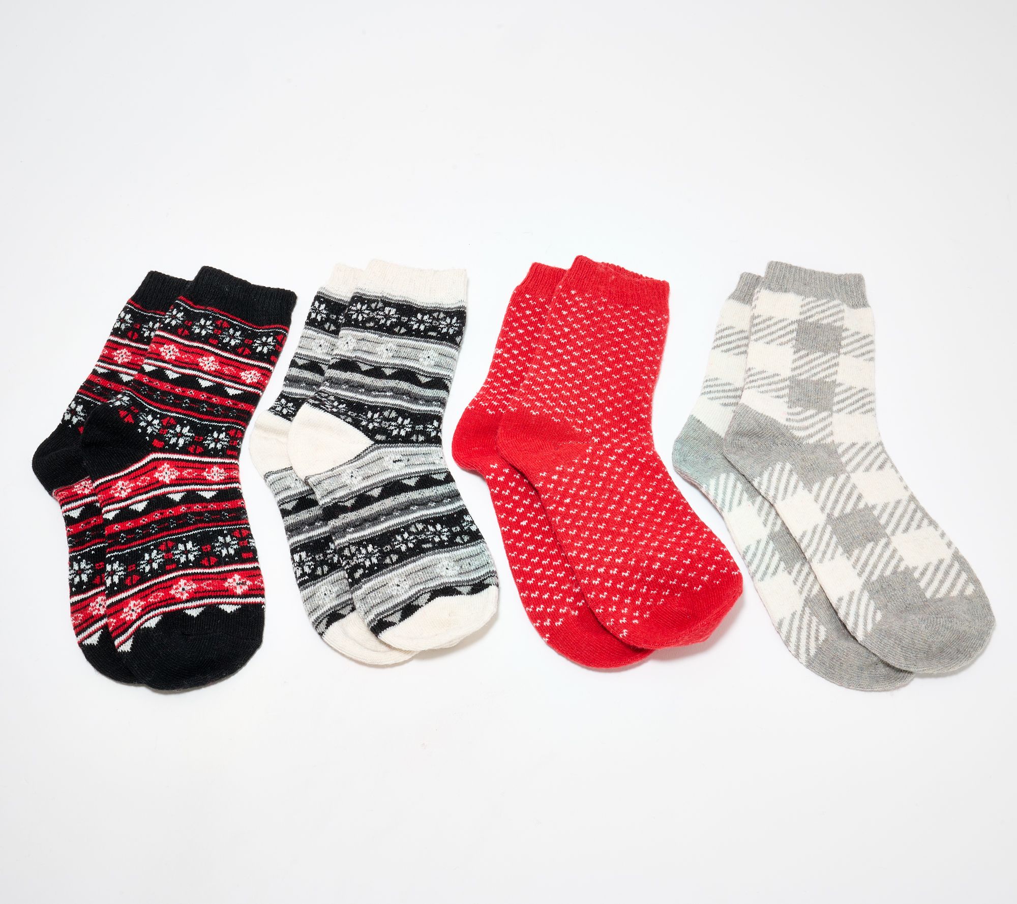 MUK LUKS Set of 4 Festive Holiday Boot Socks