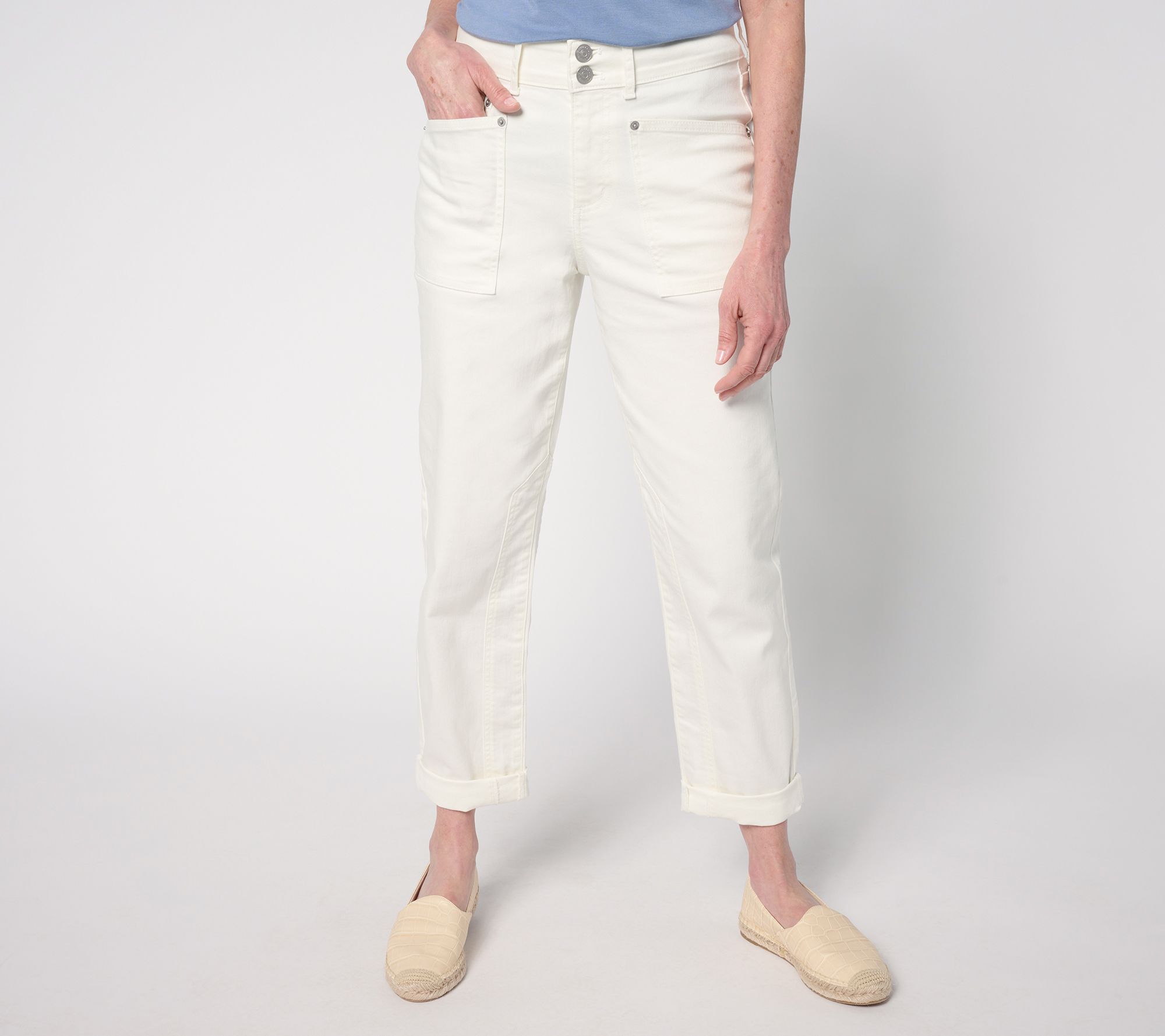 "As Is" LOGO by Lori Goldstein Regular Color Straight Leg Ankle Jeans