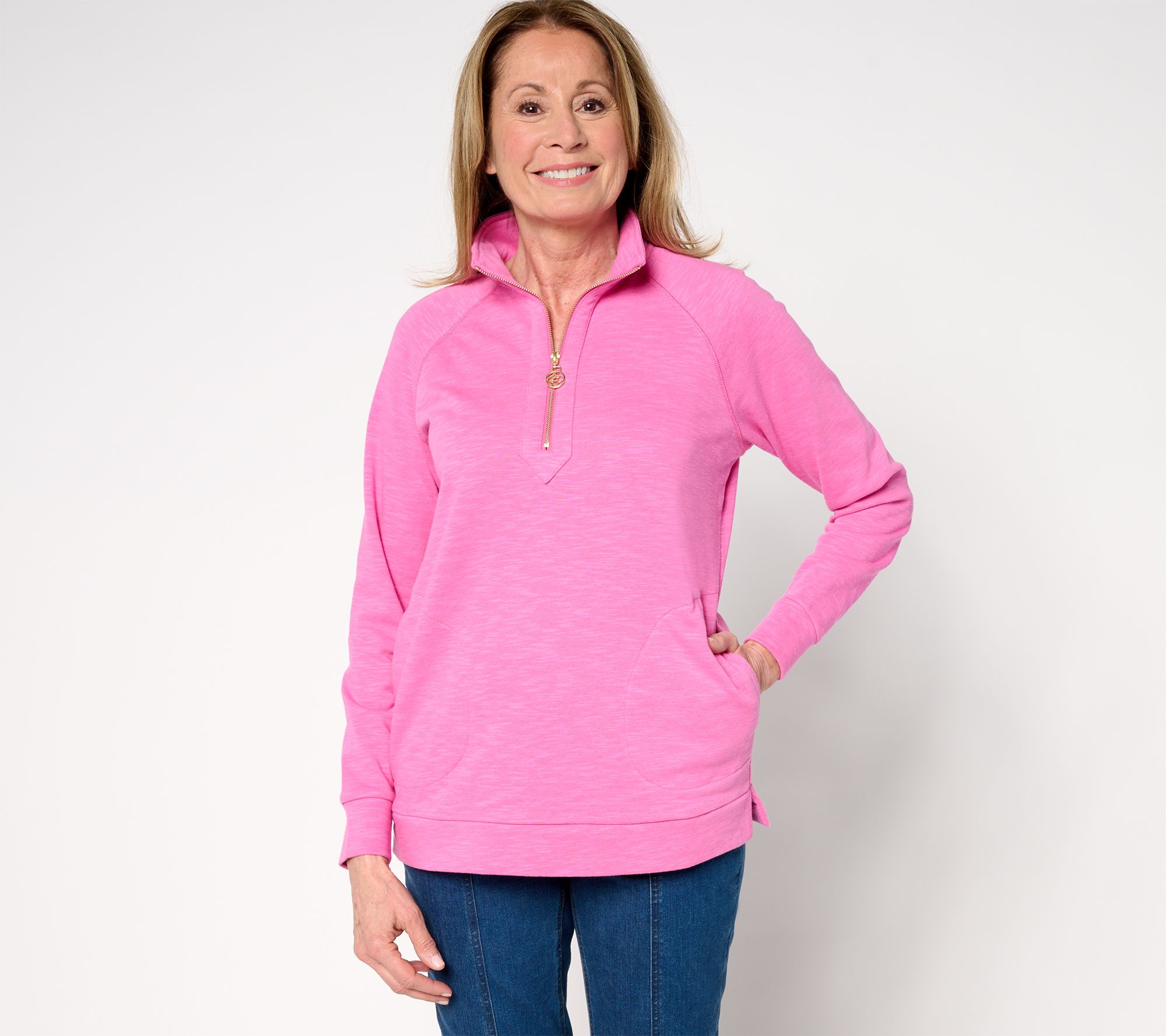 "As Is" Belle Body by Kim Gravel Slub Knit Signature Half Zip