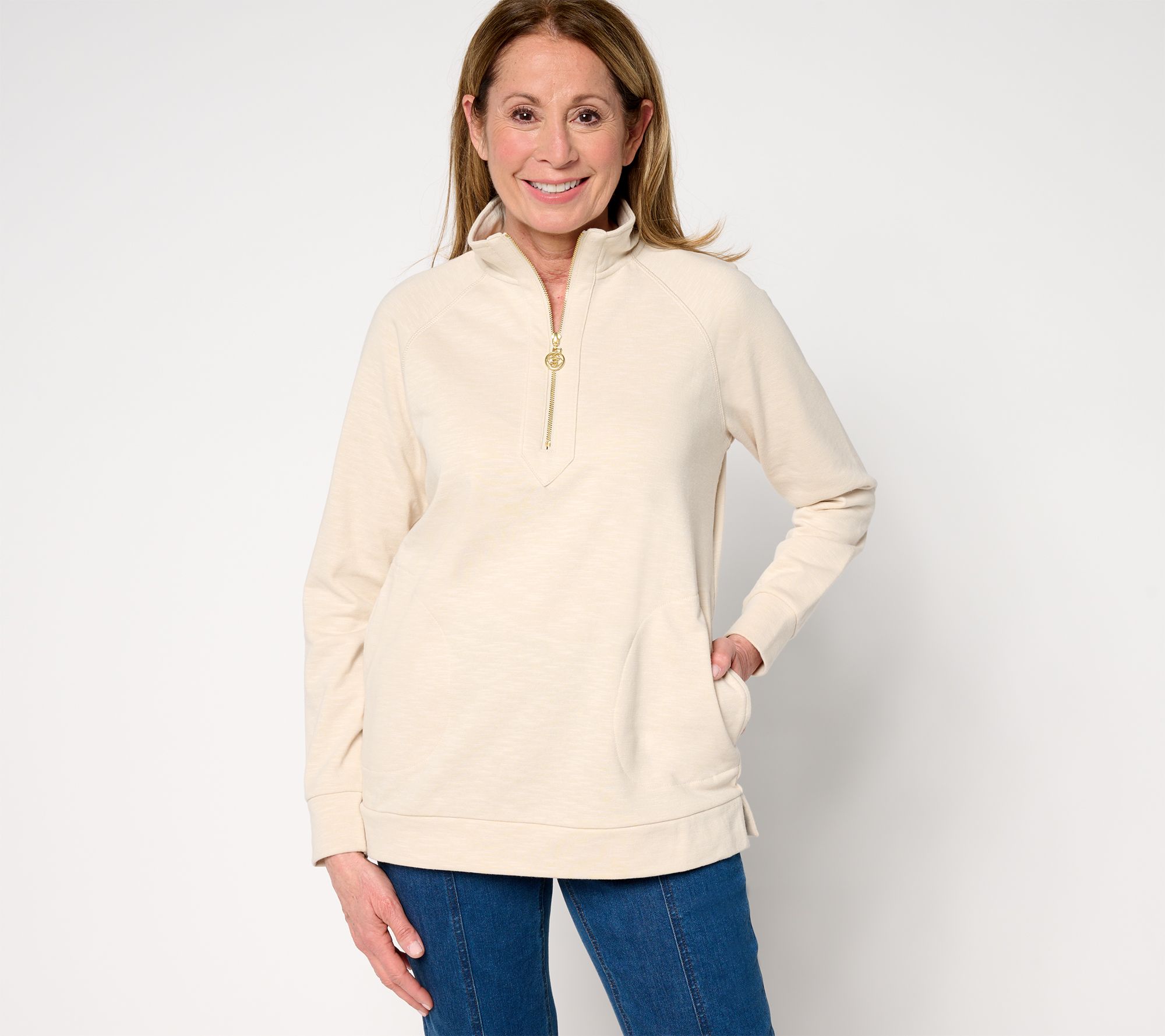"As Is" Belle Body by Kim Gravel Slub Knit Signature Half Zip