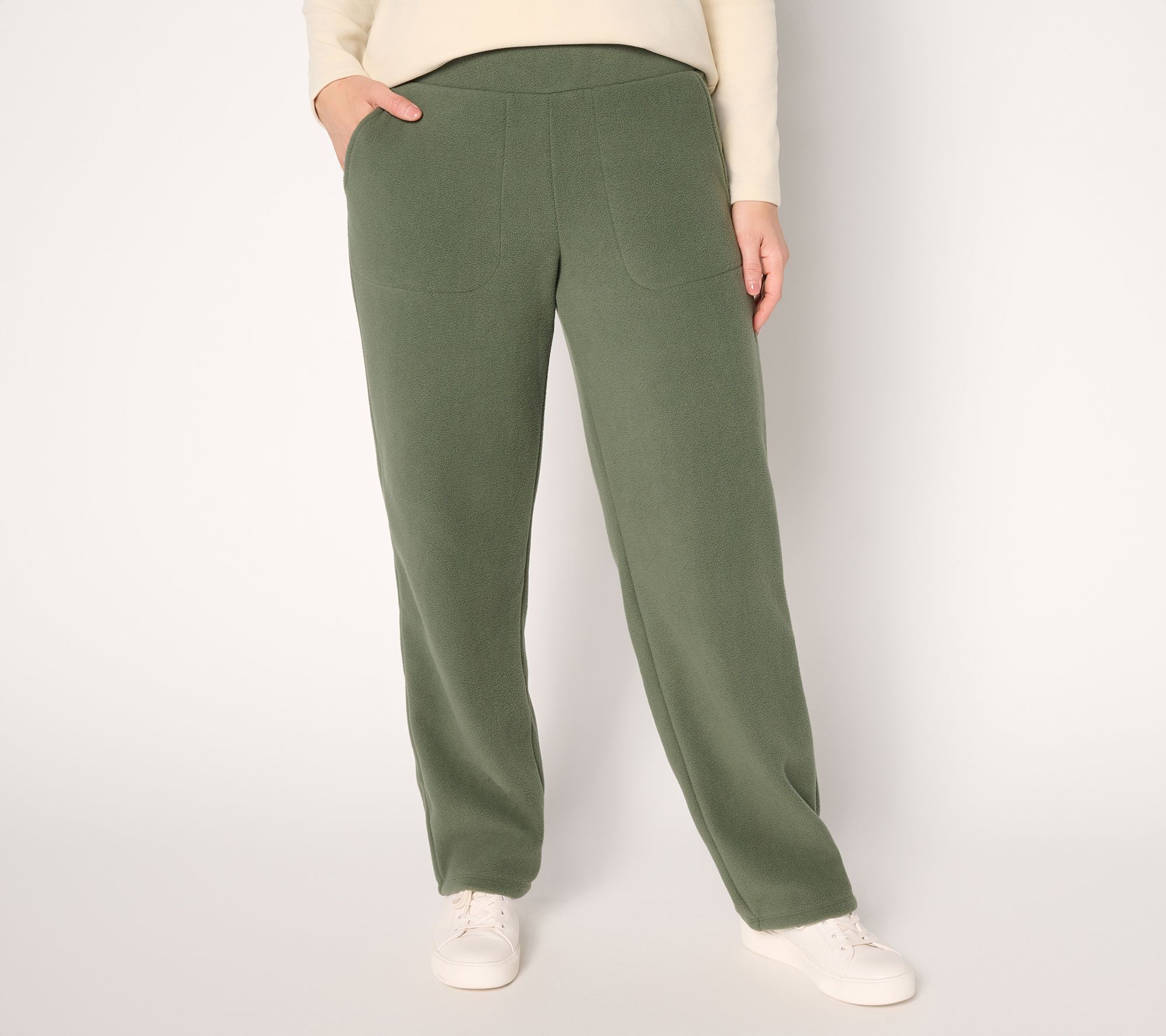 Denim & Co. Active Petite Fleece Straight Leg Pants