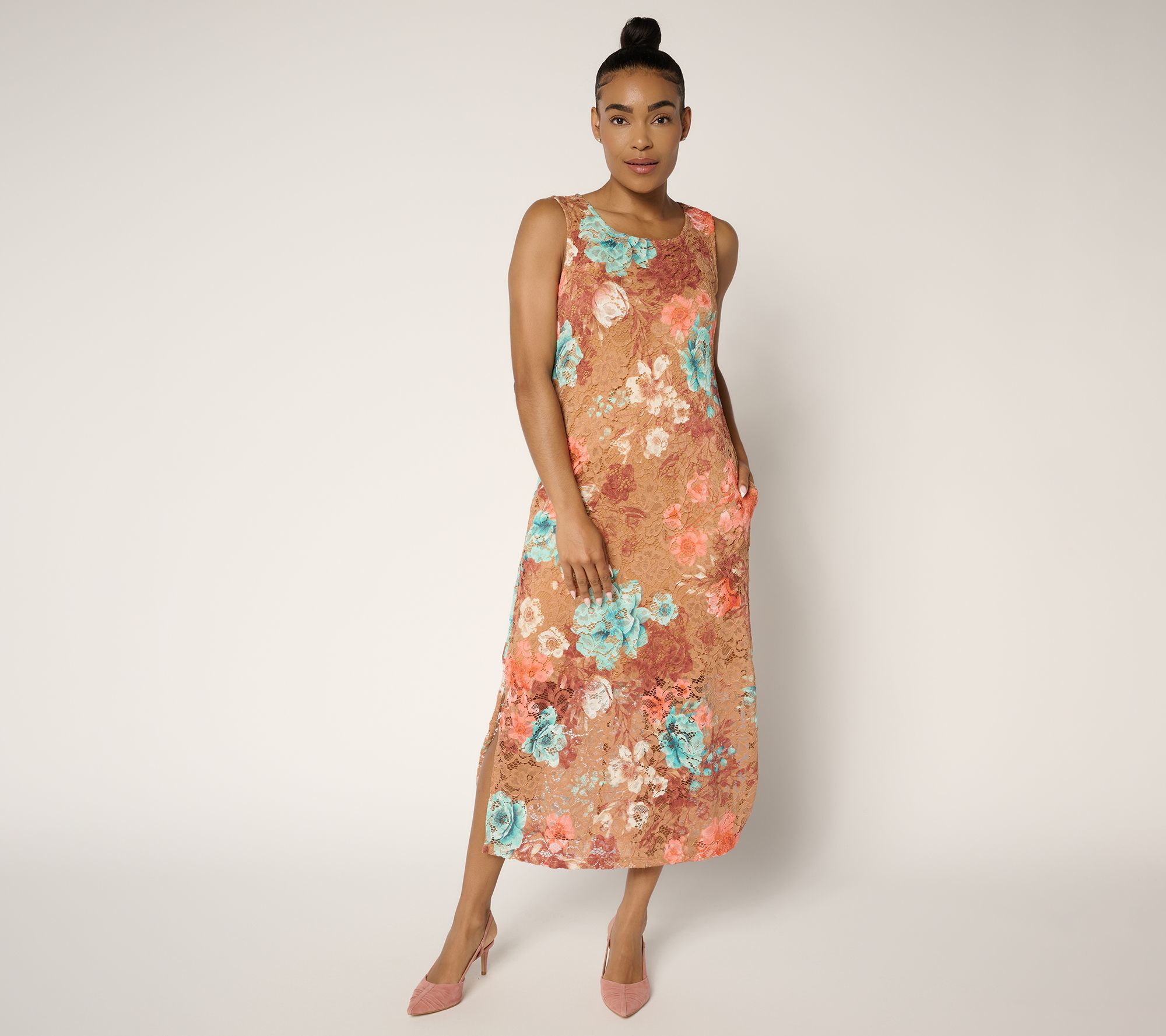 "As Is" Attitudes by Renee Regular Printed Lace Midi Dress