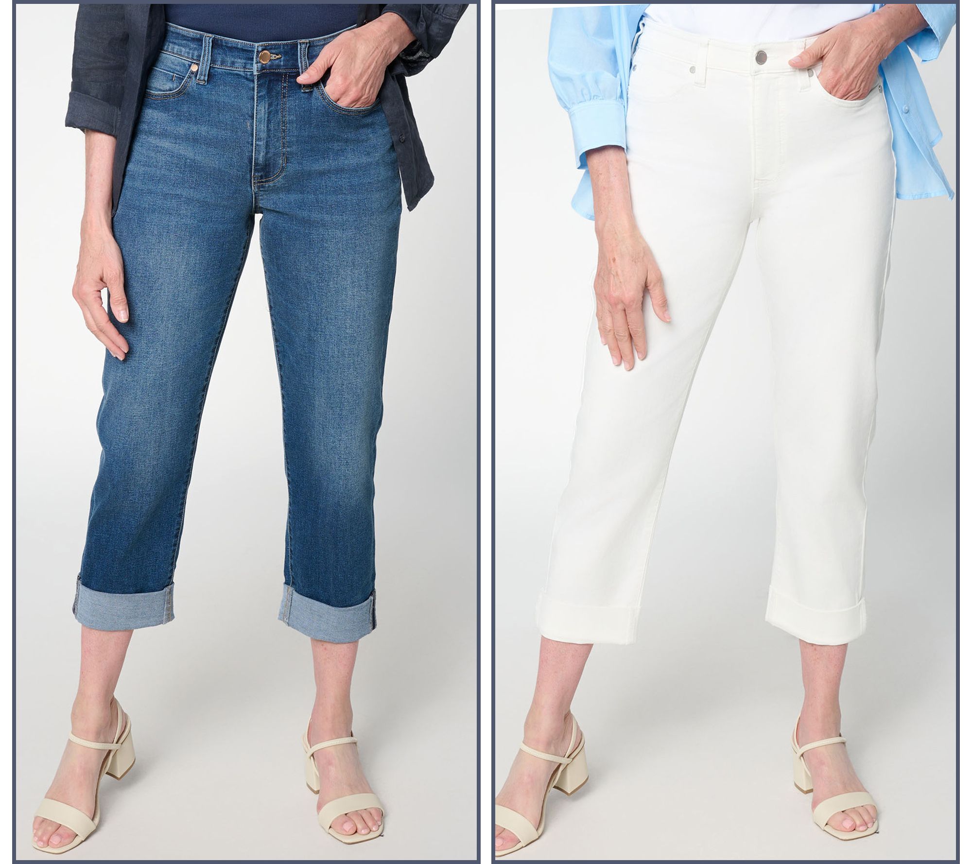 Liverpool Los Angeles Crop Jeans with Wide Rolled Cuf