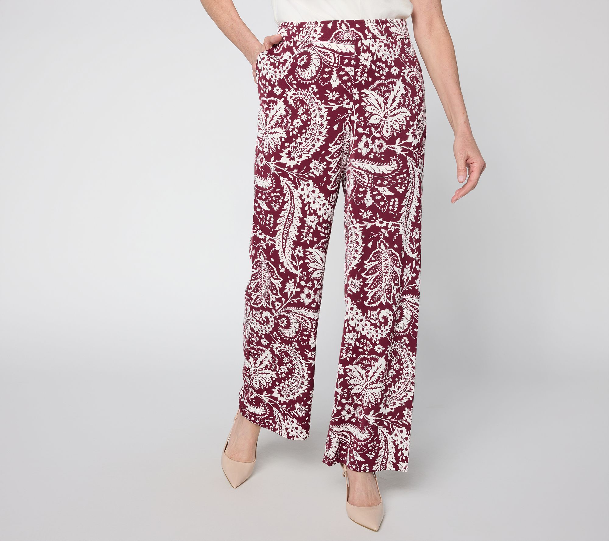 BEAUTIFUL by Lawrence Zarian Petite Printed Wide Leg Pull-On Pant