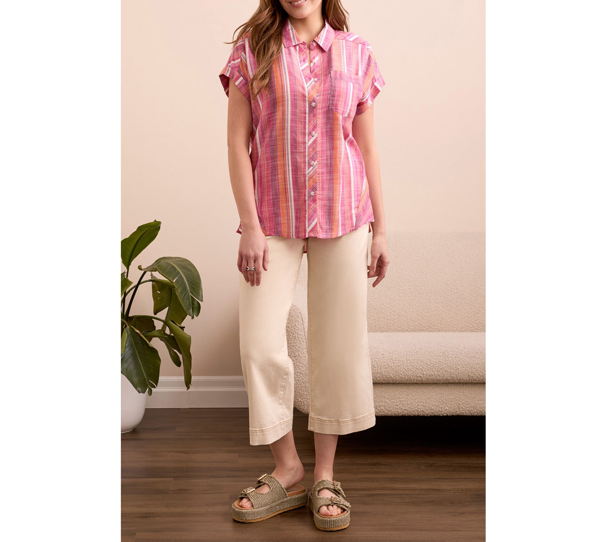 Tribal Button-Up Shirt With Asymmetrical Panels