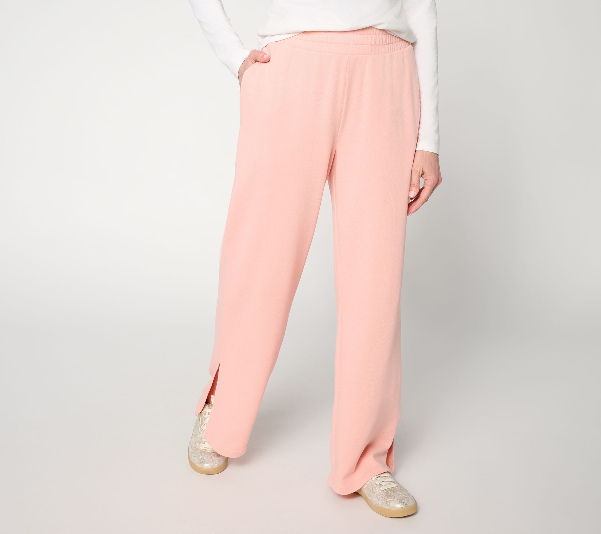 Me Time by Jennie Garth Petite French Terry Wide Leg Pants