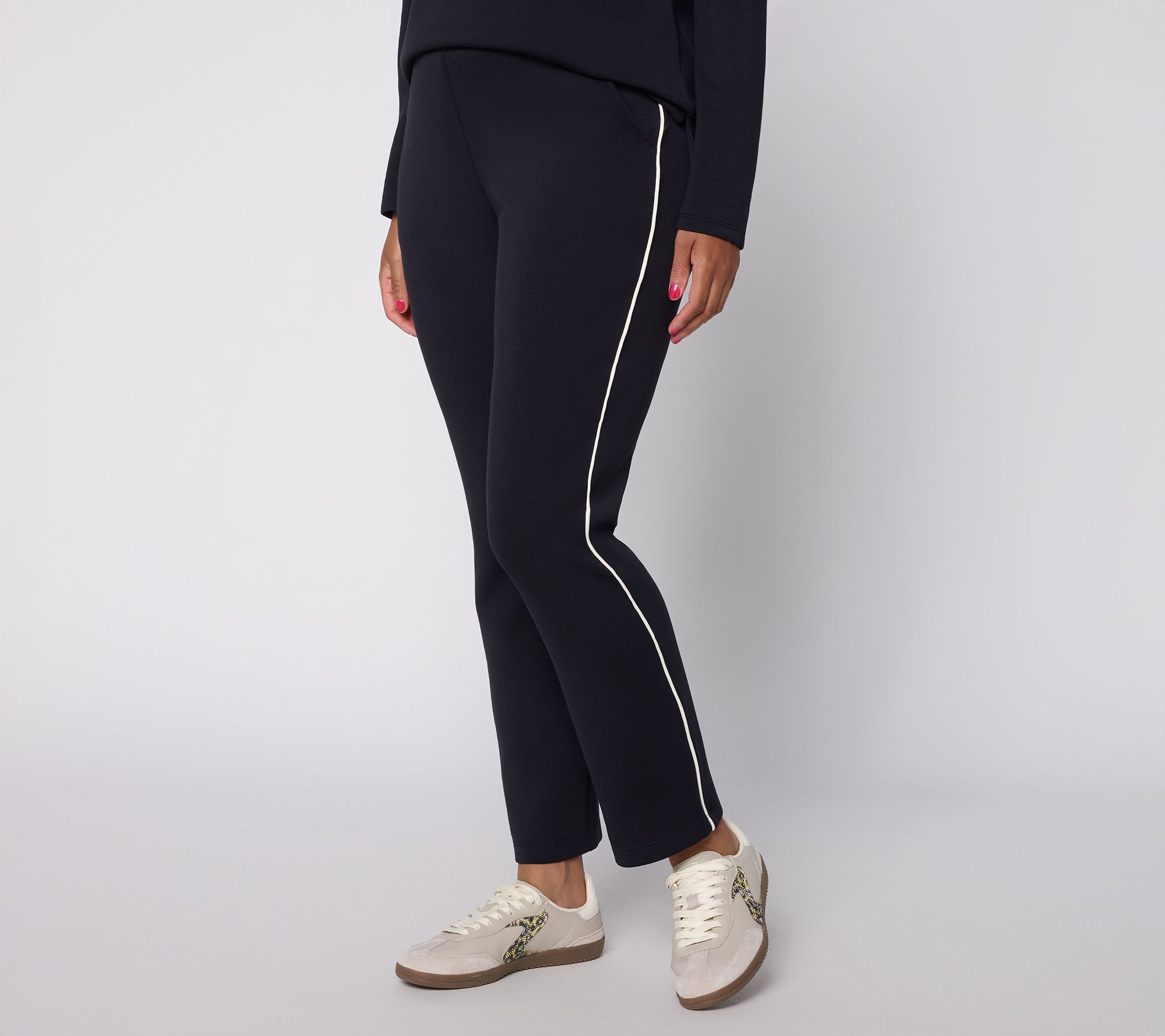 Belle by Kim Gravel Regular ScubaLuxe Ankle Pant w/ Piping