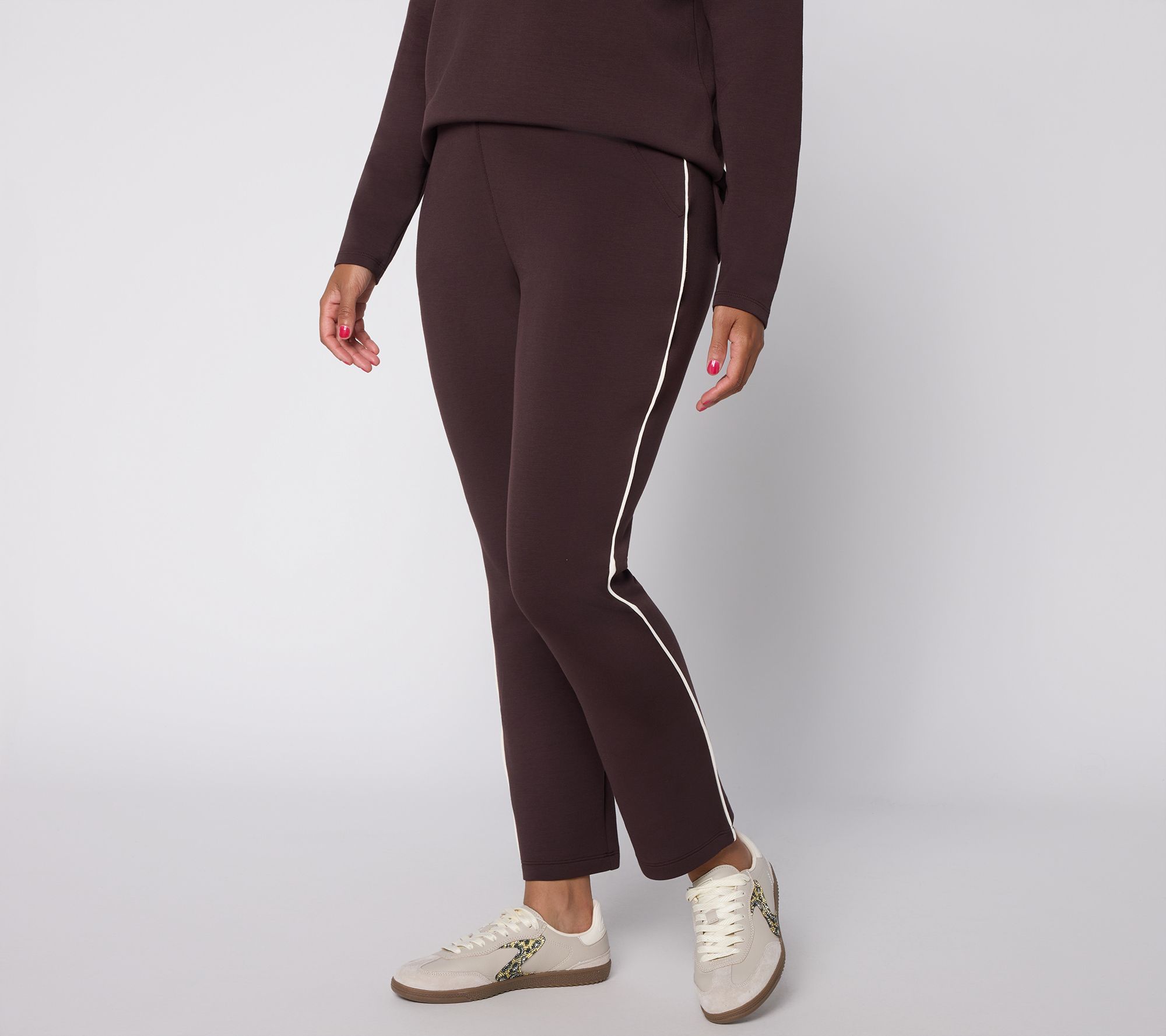 Belle by Kim Gravel Regular ScubaLuxe Ankle Pant w/ Piping
