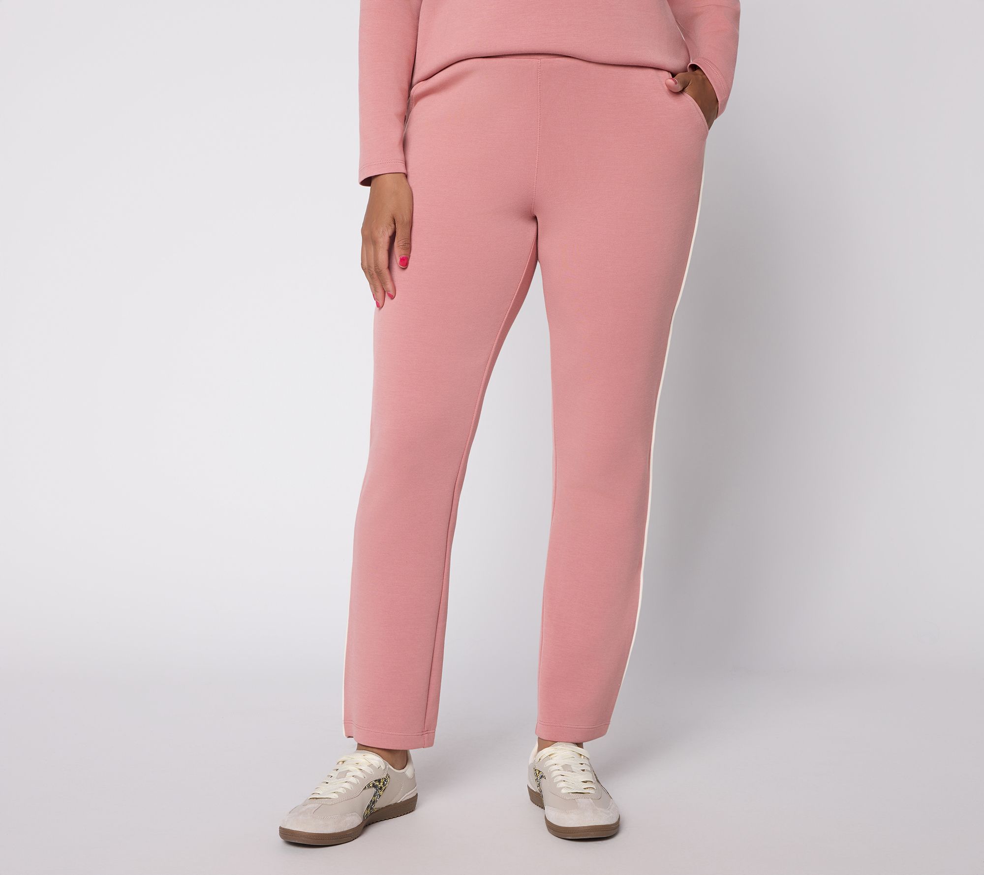 Belle by Kim Gravel Regular ScubaLuxe Ankle Pant w/ Piping