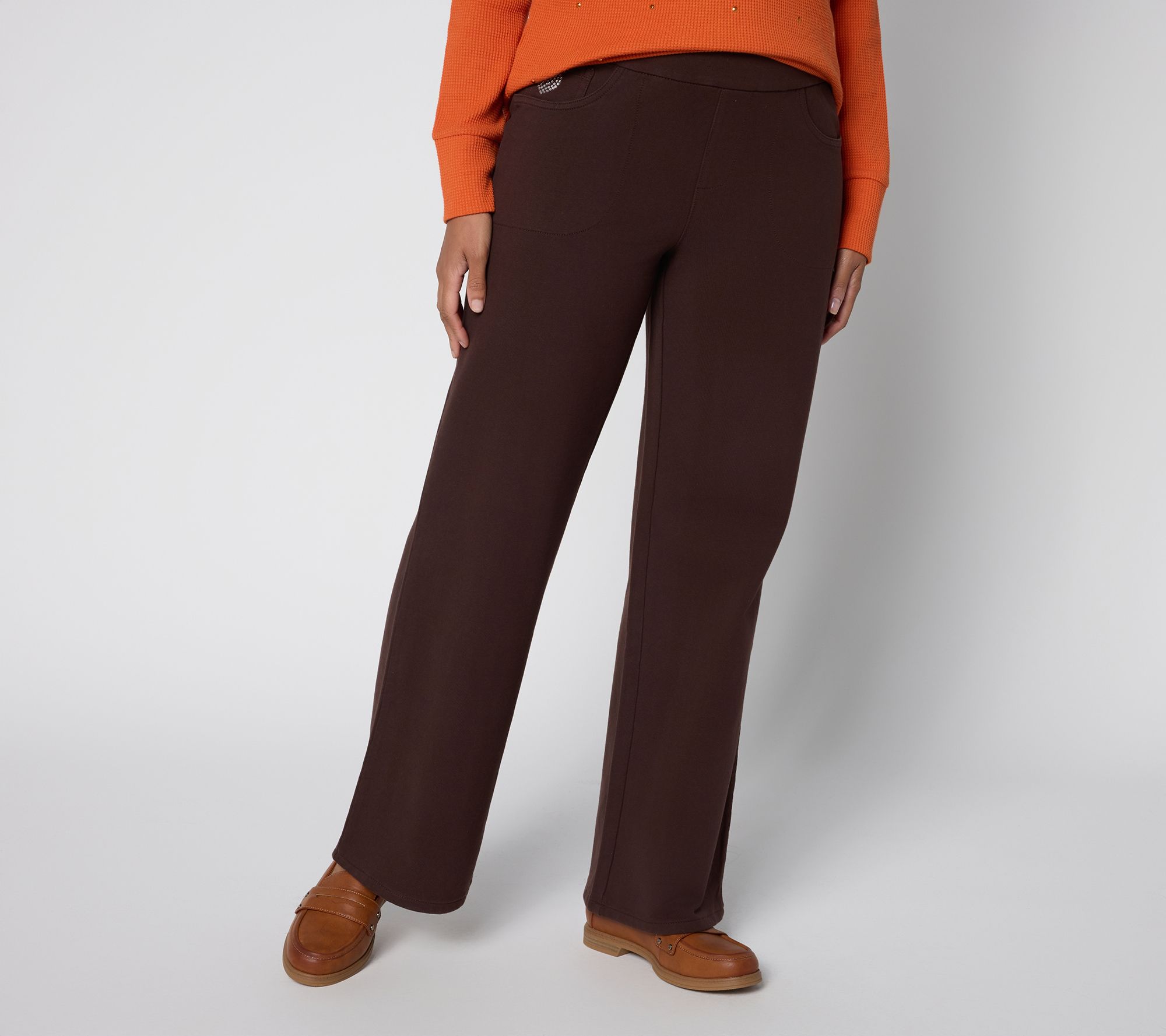 "As Is" Quacker Factory DreamJeannes Reg Wide Leg FullLength Pant