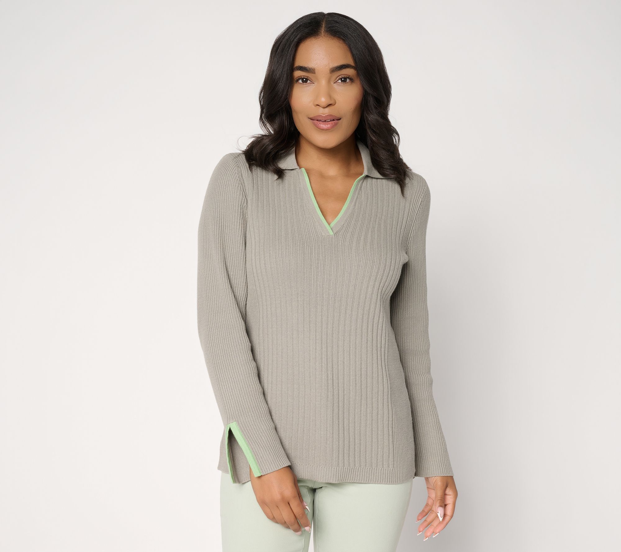 "As Is" Susan Graver Novelty Pull Over Sweater with Tipping