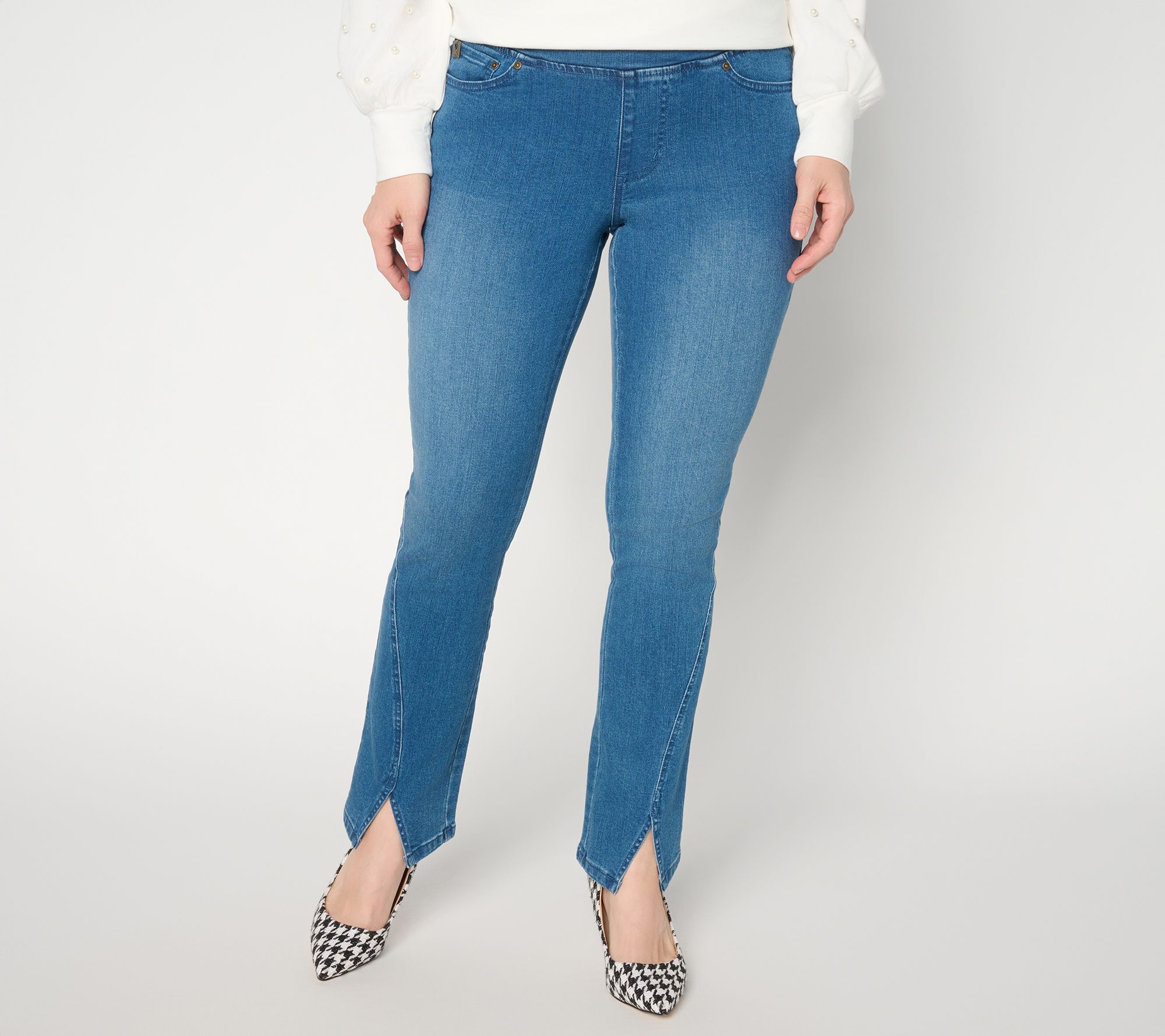 "As Is" Belle by Kim Gravel Pet TripleLuxe Denim Split Hem Jean