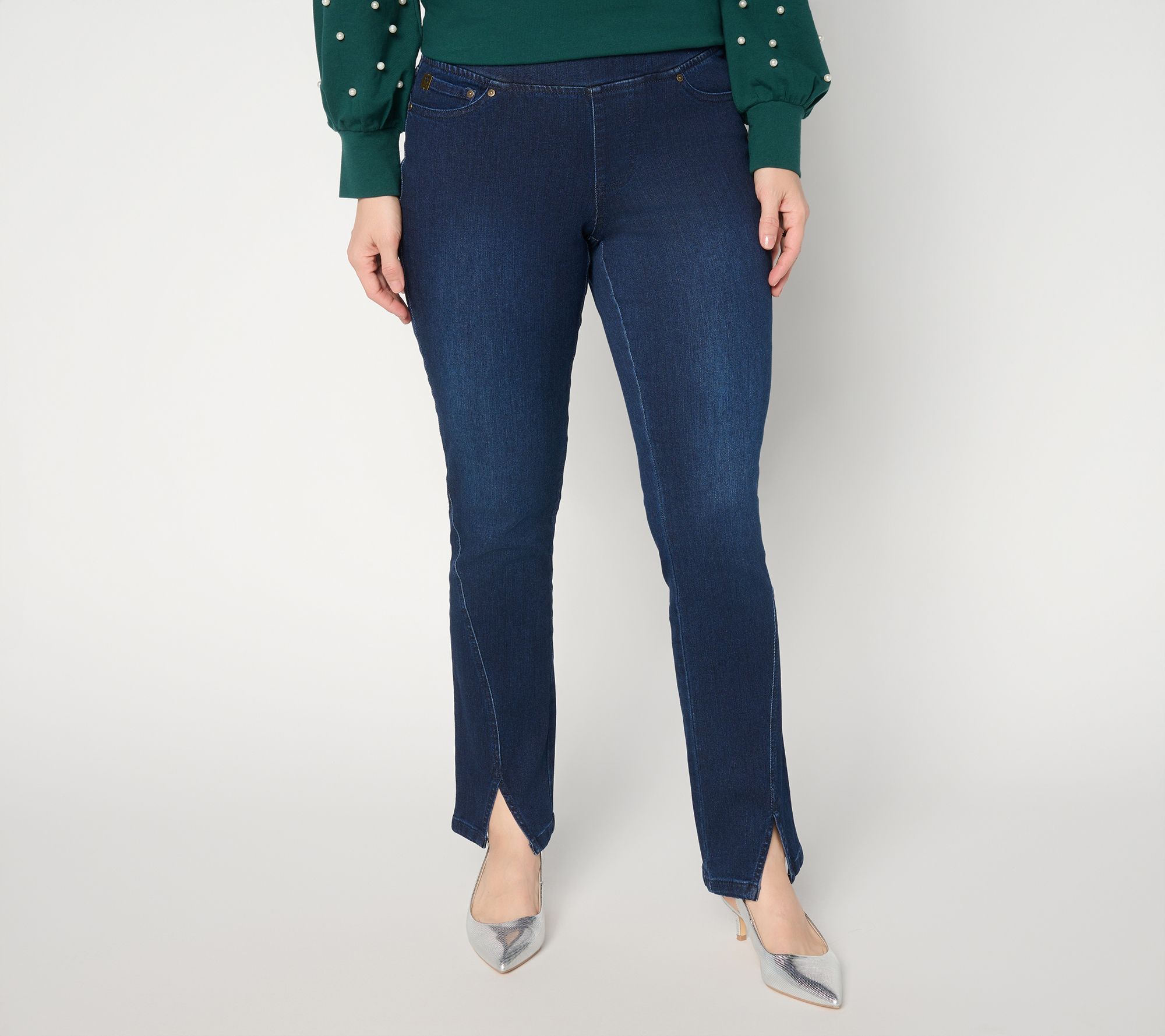 "As Is" Belle by Kim Gravel Pet TripleLuxe Denim Split Hem Jean