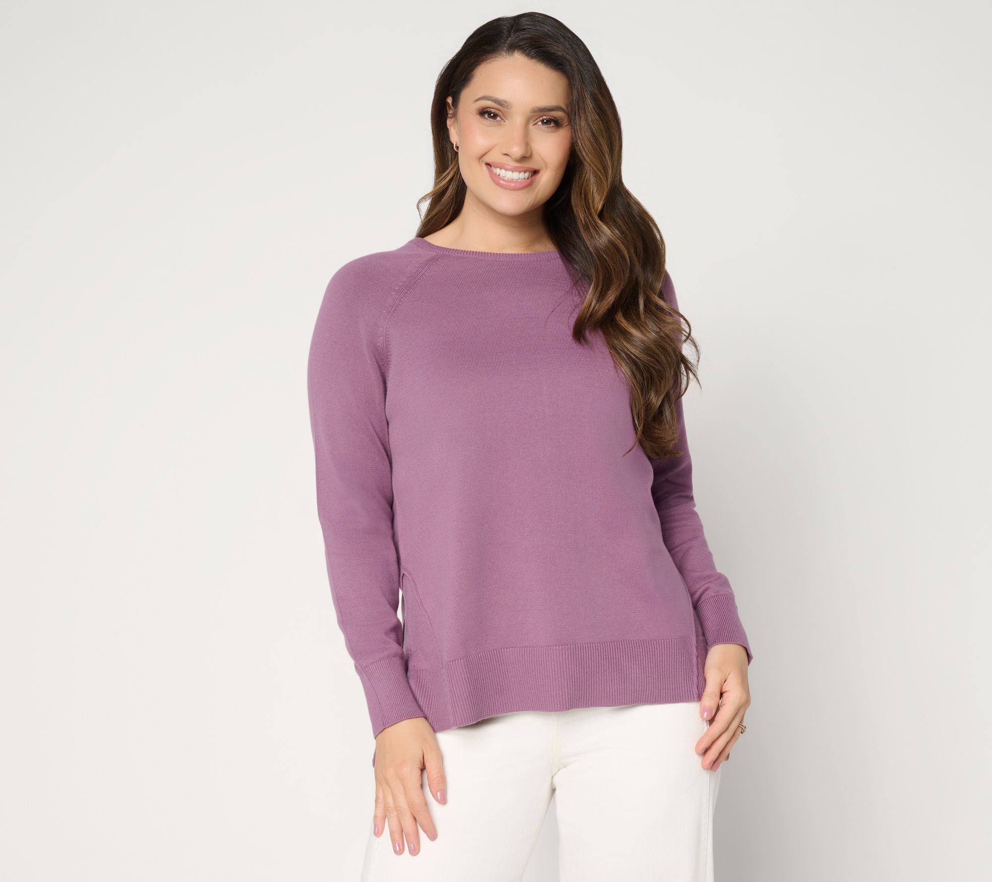 "As Is" LOGO by Lori Goldstein Cotton Raglan Sleeeve Sweater