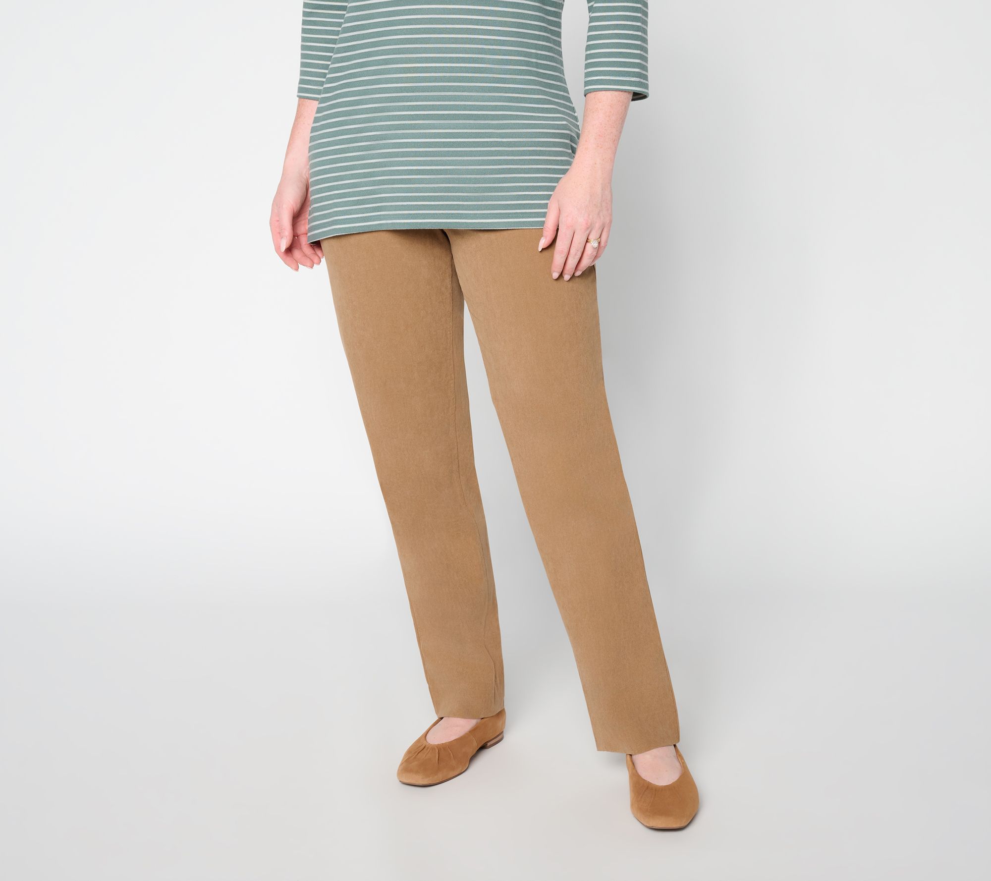 Denim & Co. Petite Knit Corduroy Straight Leg Pants
