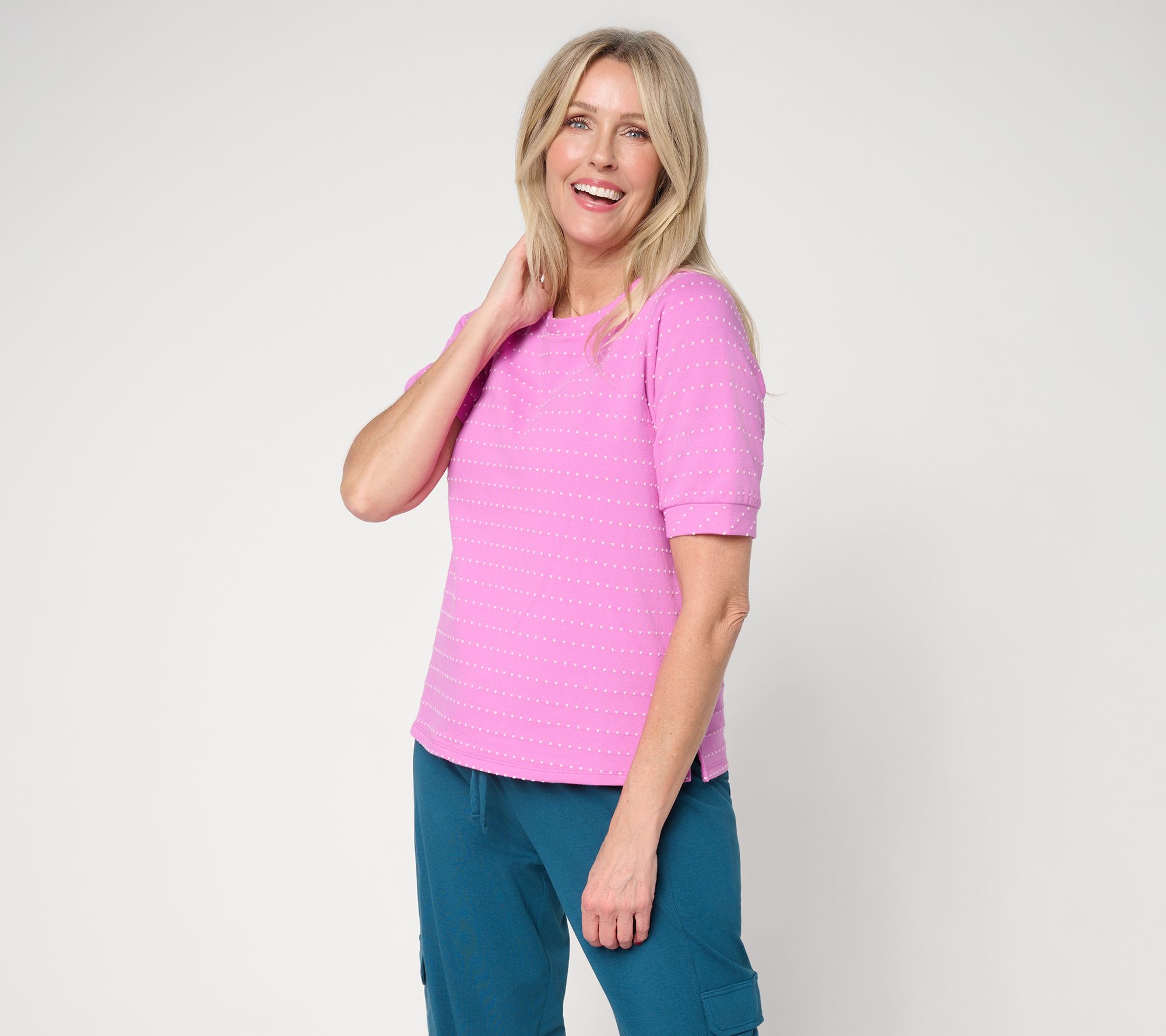 "As Is" AnyBody Dobby French Terry Scoop Neck Top