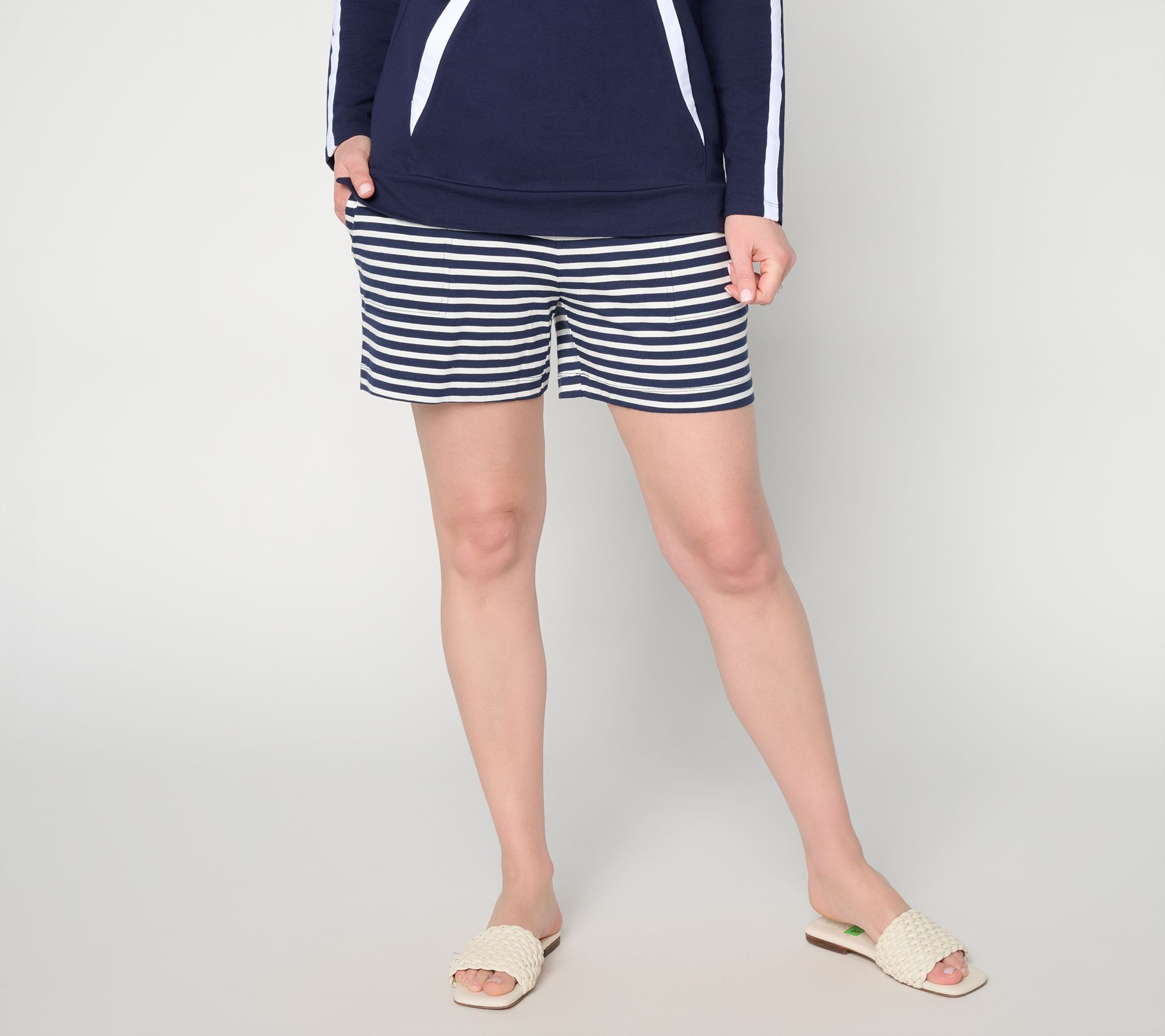 "As Is" Belle by Kim Gravel TripleLuxe Knit Striped 5" Short