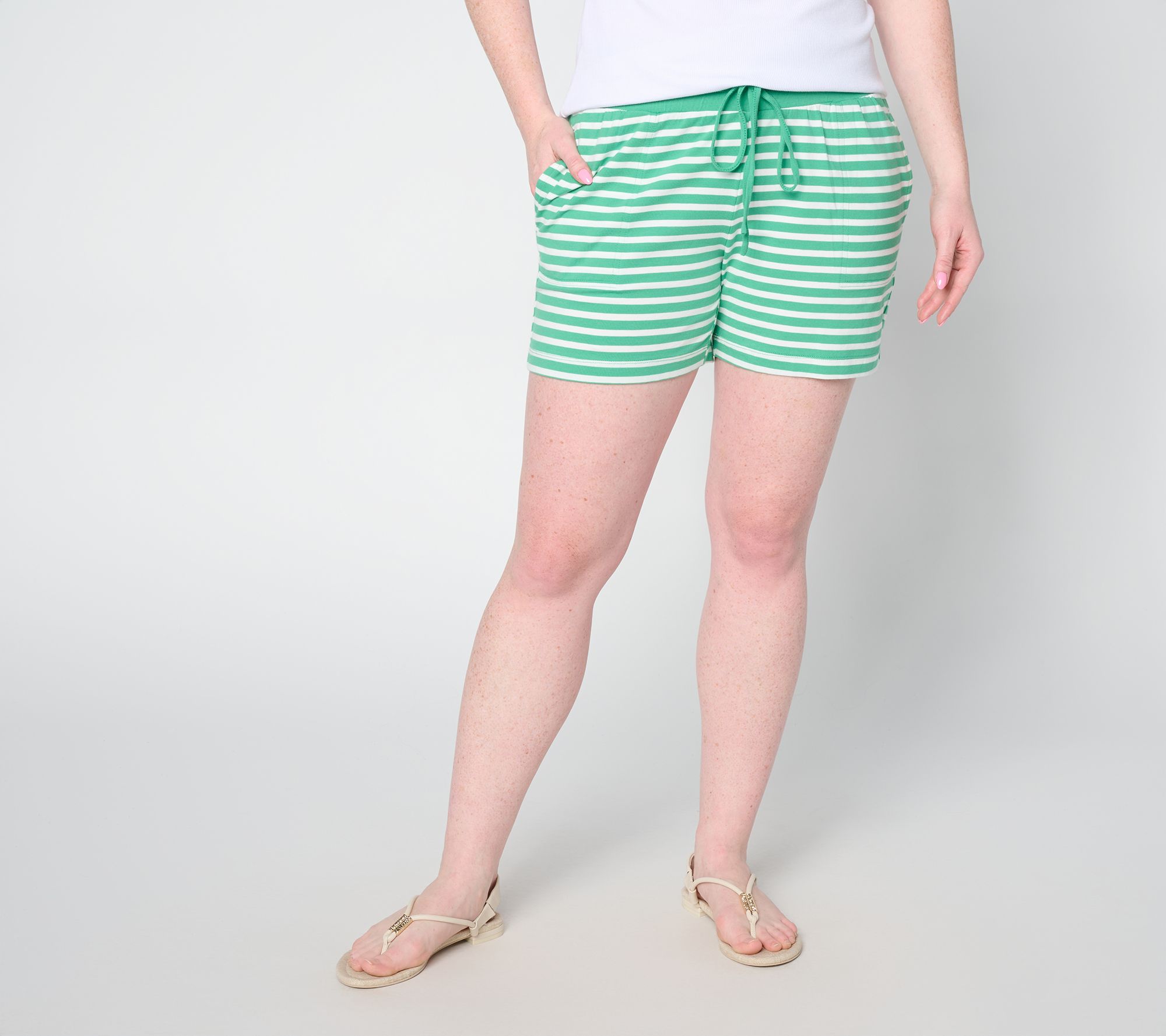 "As Is" Belle by Kim Gravel TripleLuxe Knit Striped 5" Short