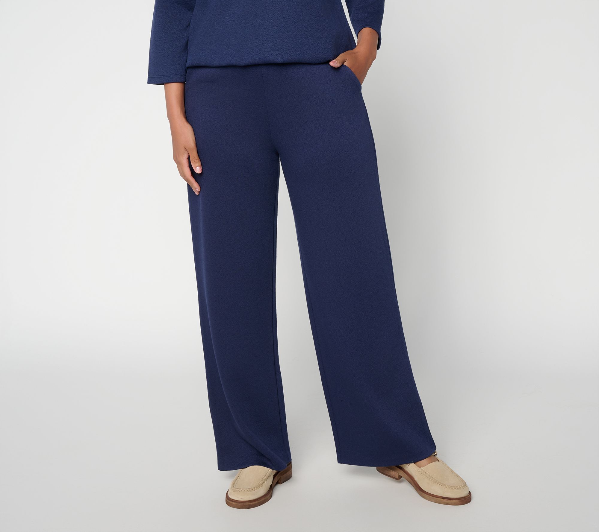 Joan Rivers Petite Knit Crepe Full Length Trouser Pant
