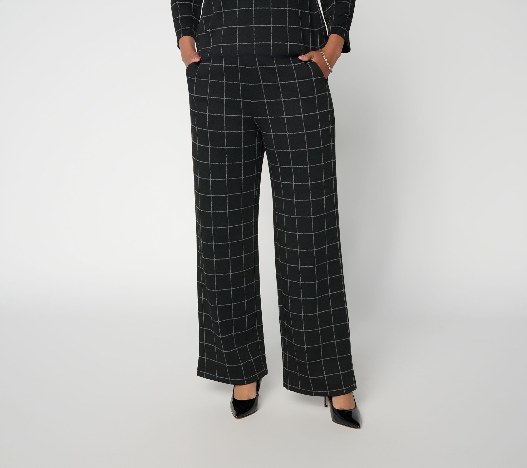Joan Rivers Petite Knit Crepe Full Length Trouser Pant