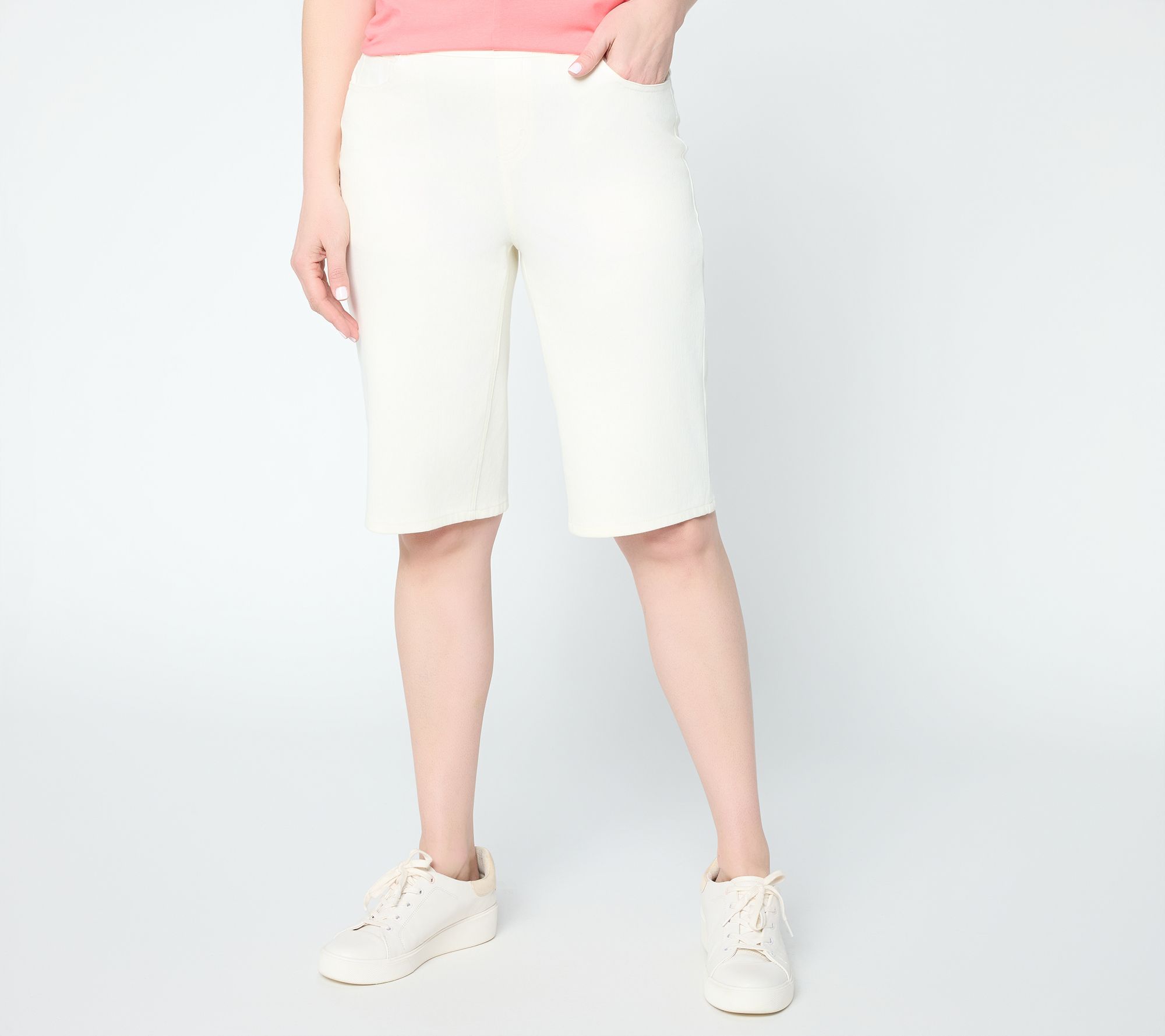 "As Is" Denim & Co. Regular Comfy Knit Air Straight Leg Bermuda Shorts
