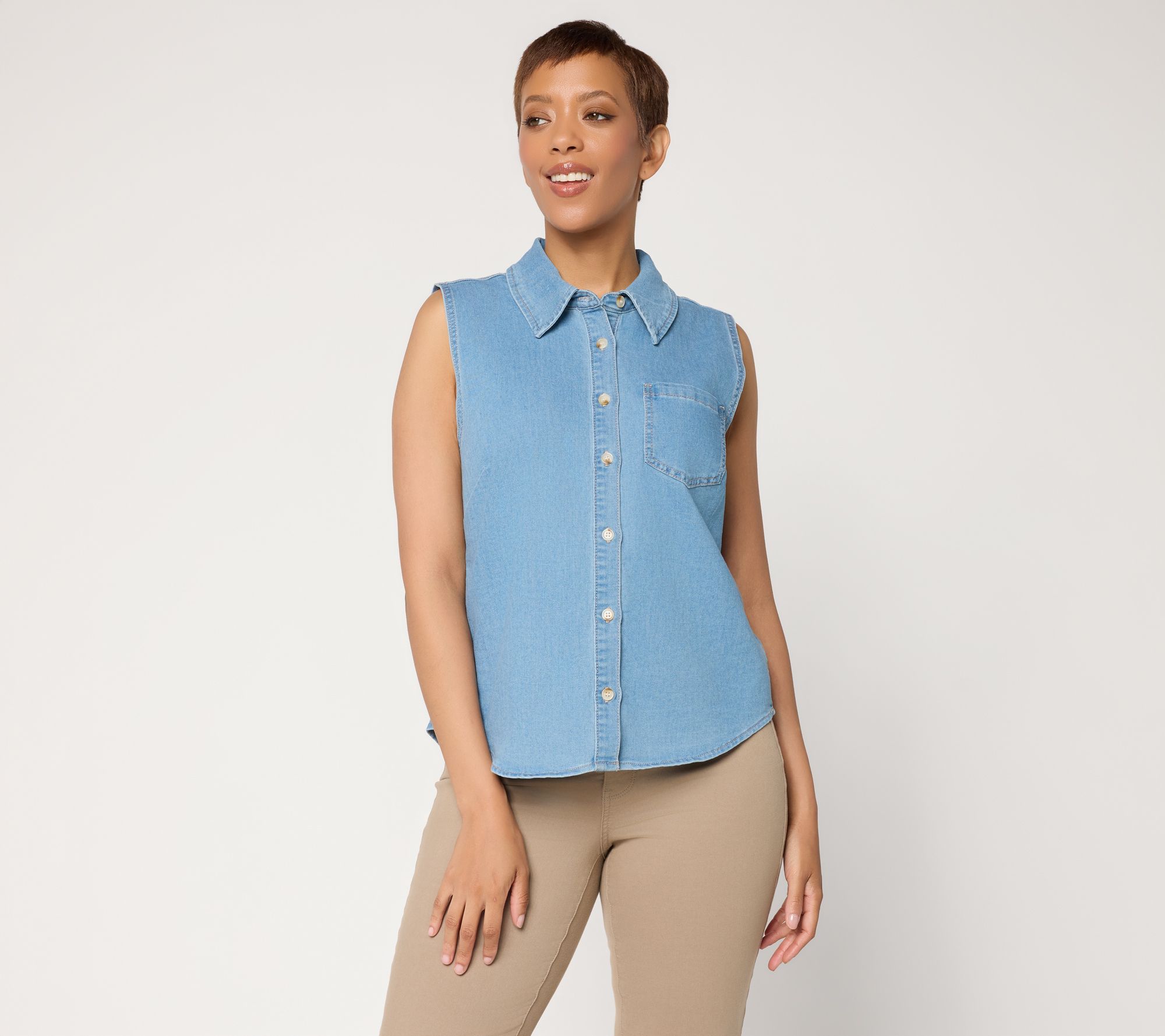 "As Is" nicole by Nicole Miller Light Stretch Denim Sleeveless Top