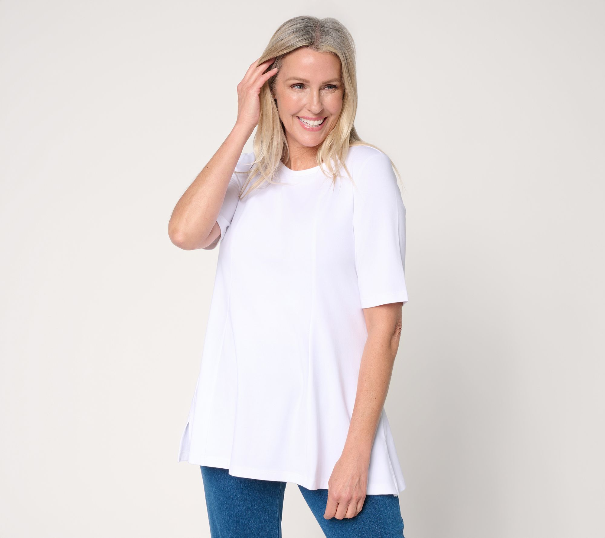 "As Is" Denim & Co. Essentials Regular Favorite Jersey Swing Tunic