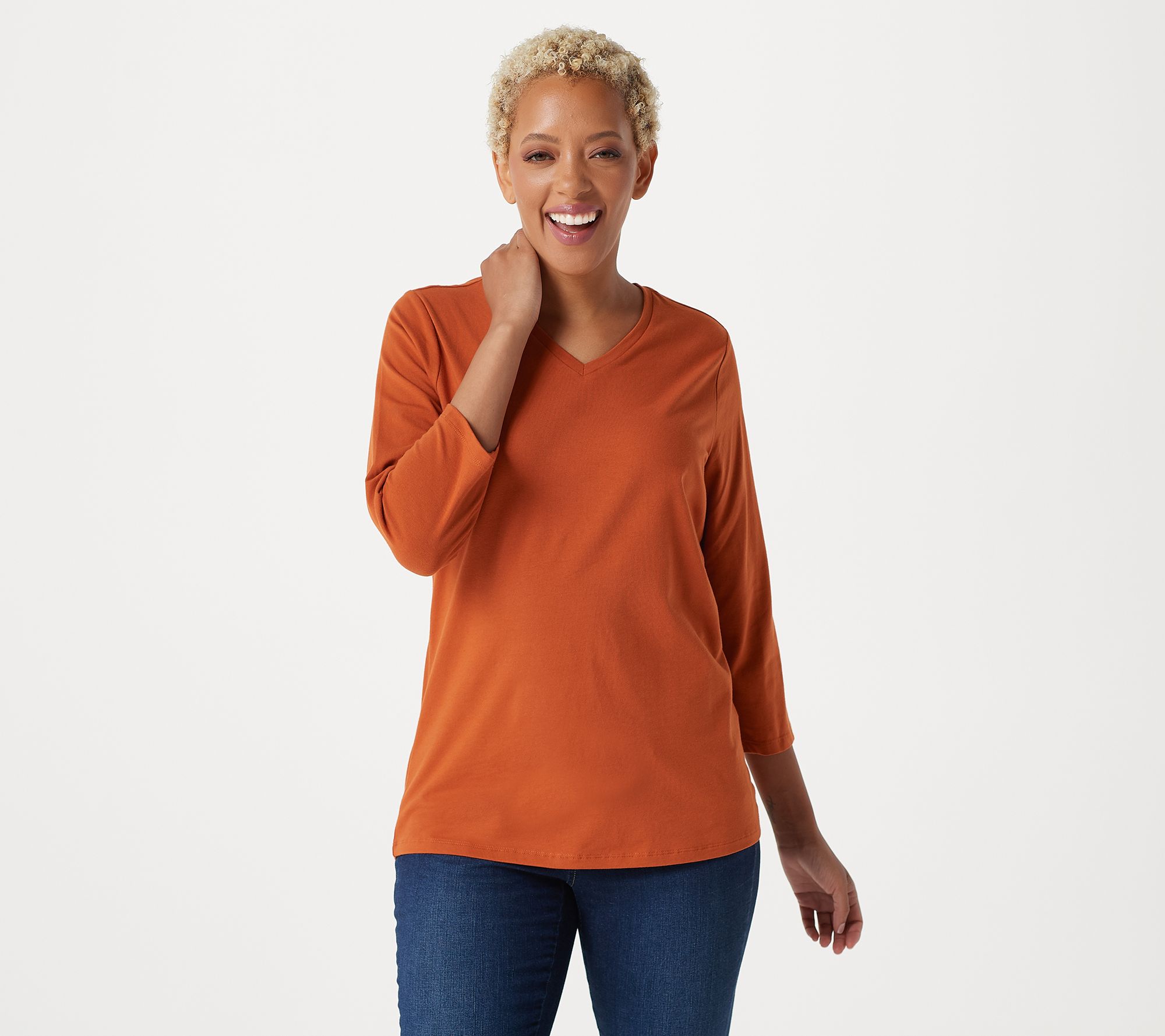 Denim & Co. Essentials Perfect Jersey 3/4 Sleeve Top