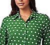 Susan Graver Cool Peach Polka Dot Shirt with Ruched Sleeves, 2 of 3
