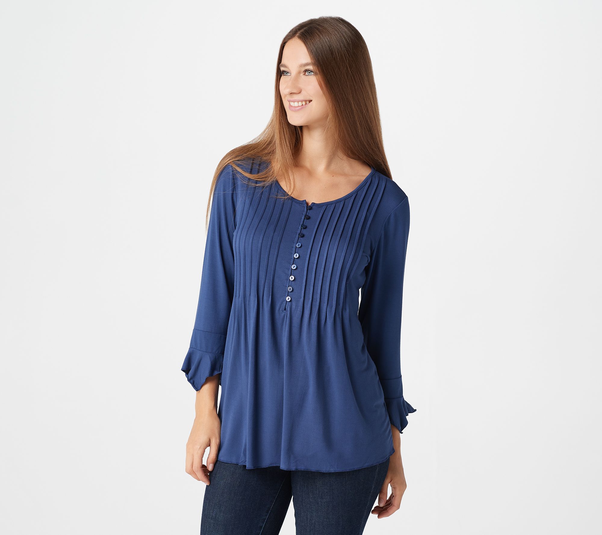 Laurie Felt Knit Rayon Made From Bamboo Blend Henley Top - QVC.com