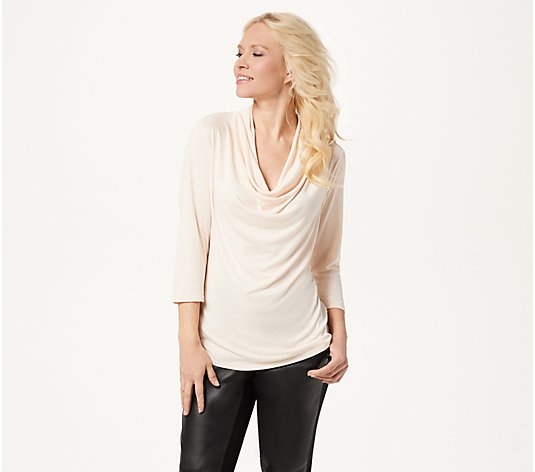Lisa Rinna Collection 3/4-Sleeve Cowl-Neck Top