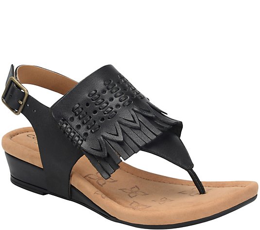 Comfortiva Leather Wedge Sandals - Shayla