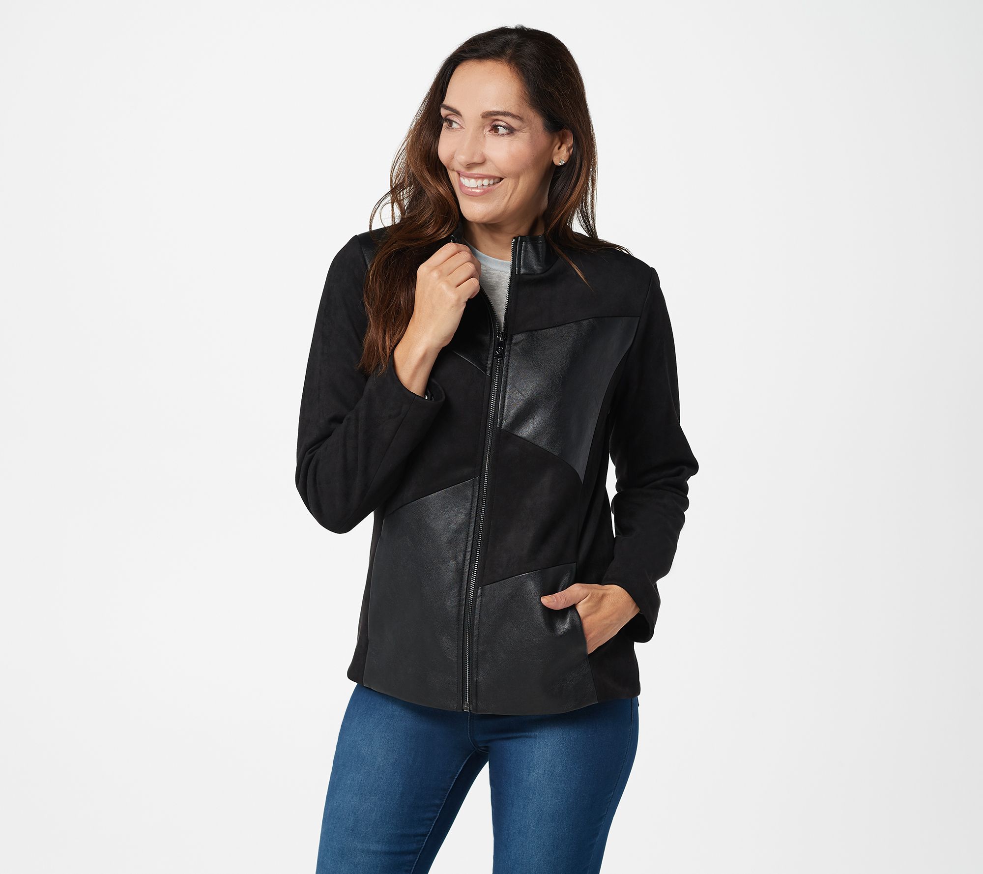 "As Is" Belle by Kim Gravel Faux Leather and Faux Suede Jacket