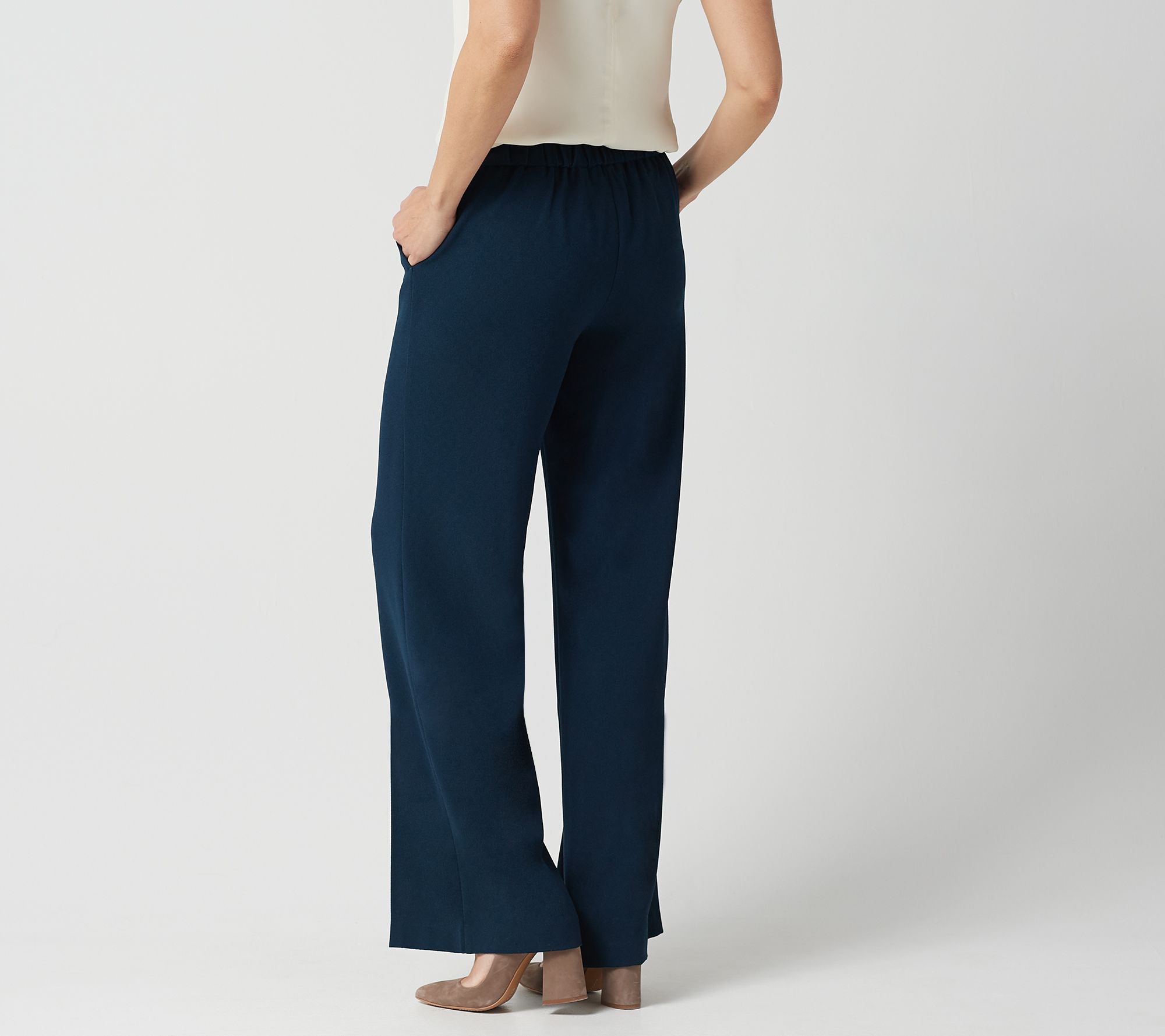 navy crepe pants