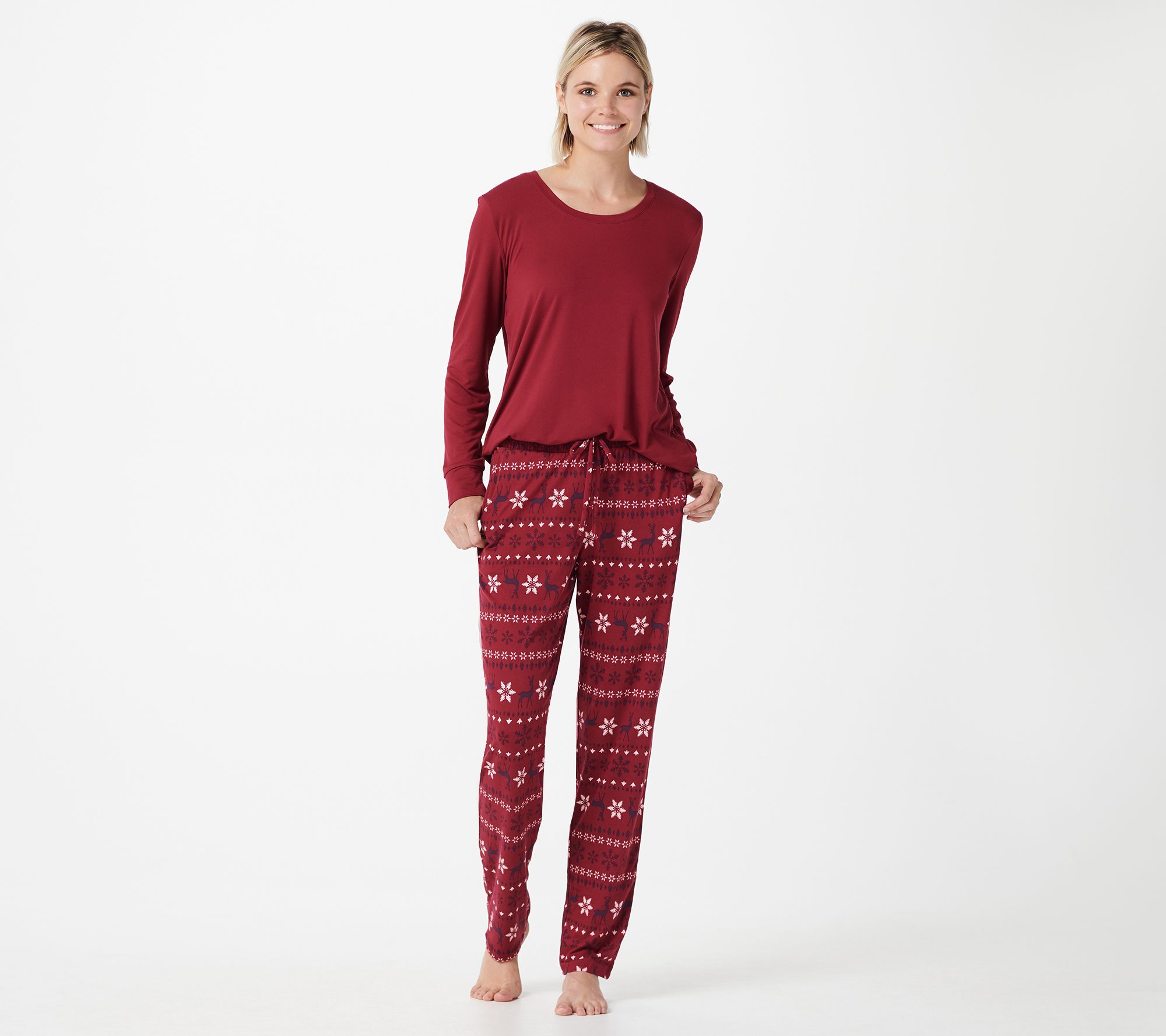 AnyBody Sleep Regular Brushed Jersey Printed 2-Piece Pajama Set