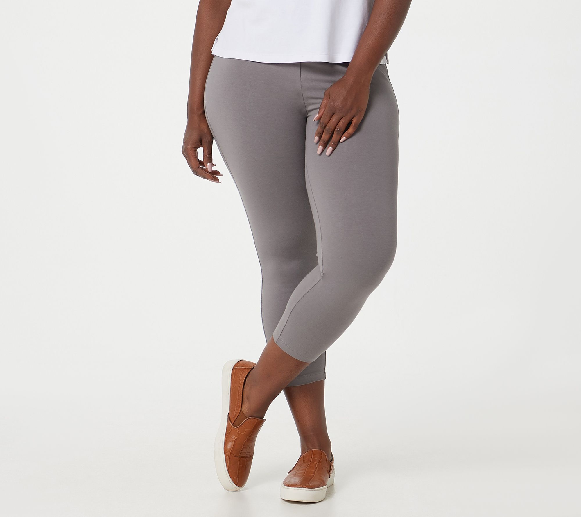 LOGO Layers by Lori Goldstein Petite Lace Trim Leggings with Pockets